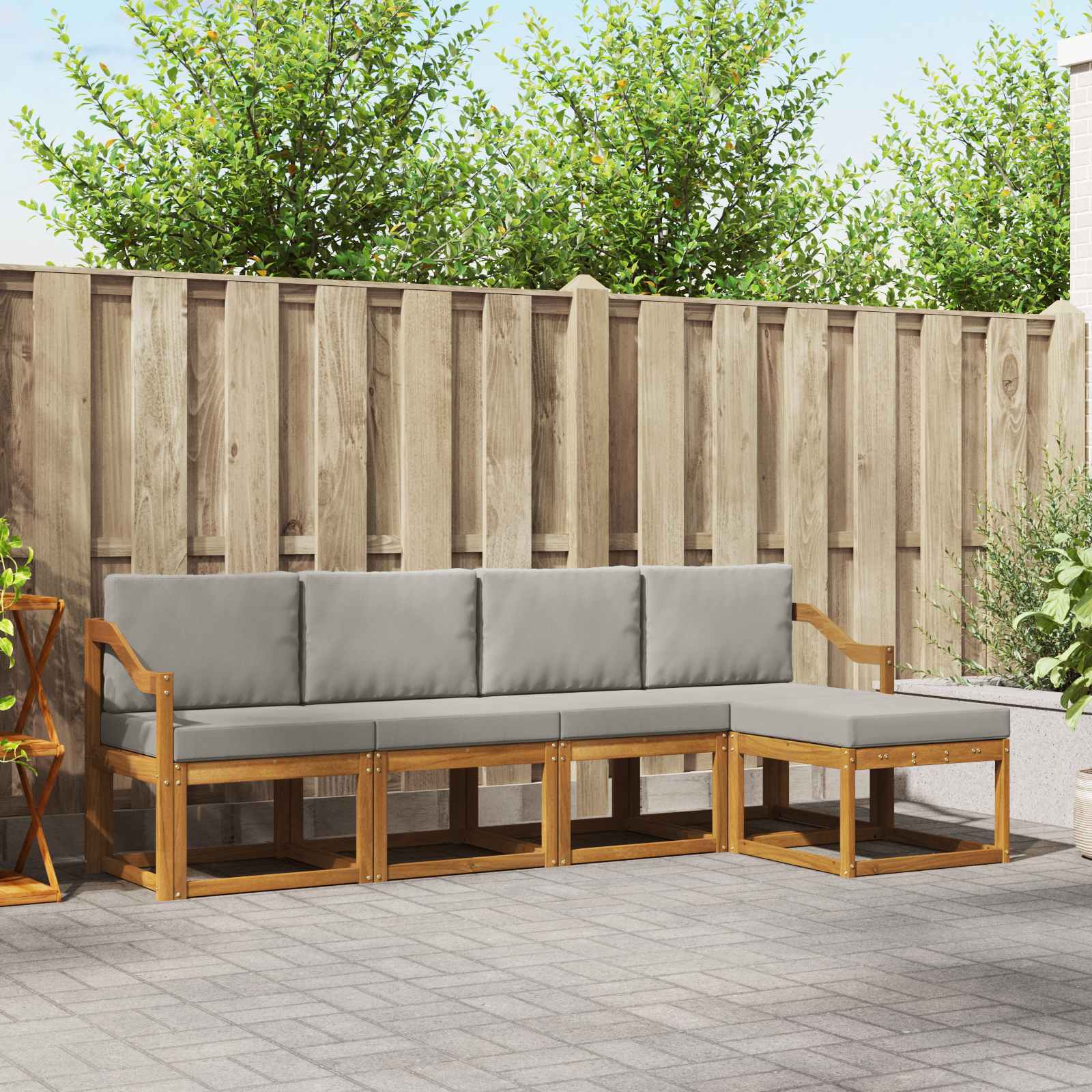 Set vanjskih sofa s jastukom 5 pcs Prirodna i svijetlo siva