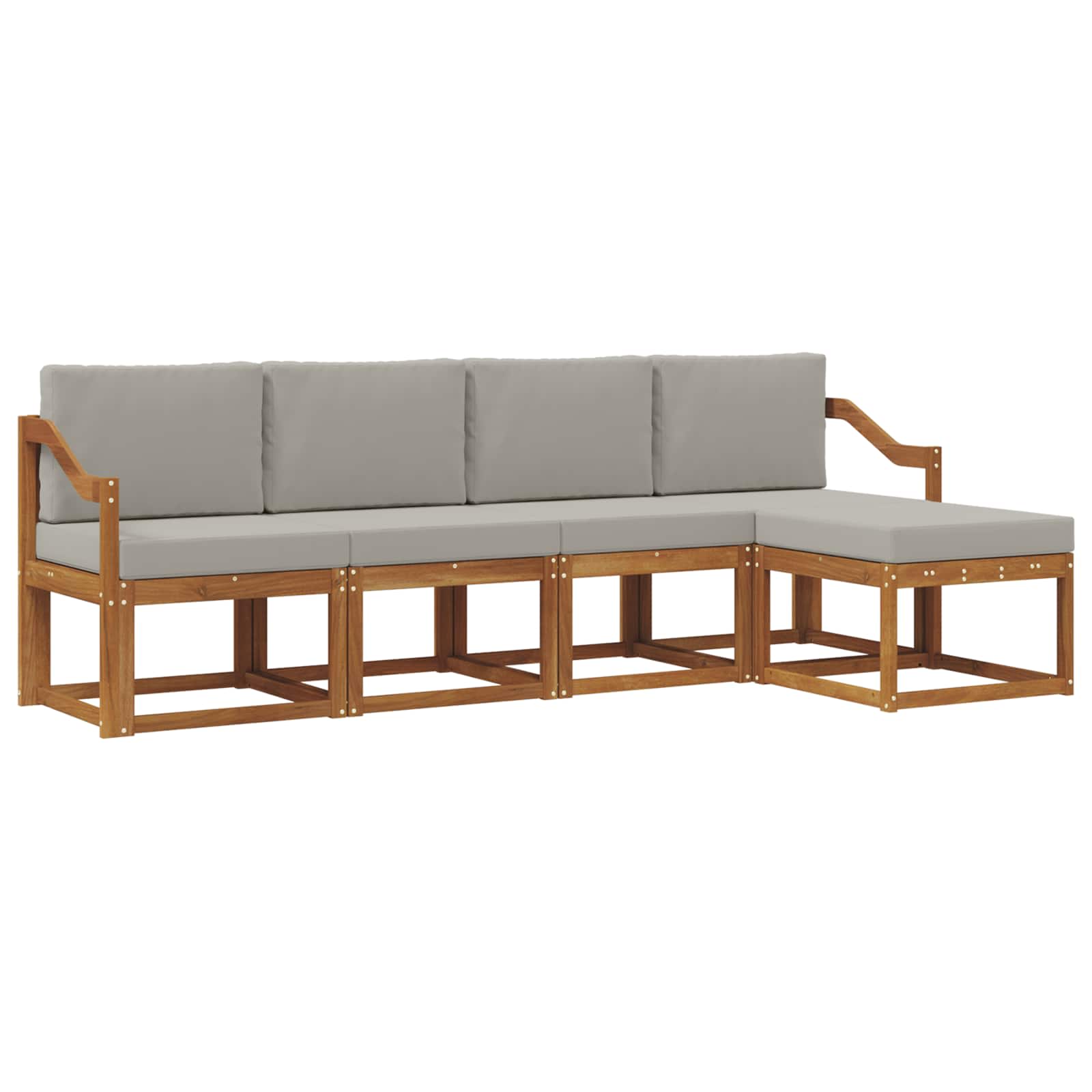 Set vanjskih sofa s jastukom 5 pcs Prirodna i svijetlo siva