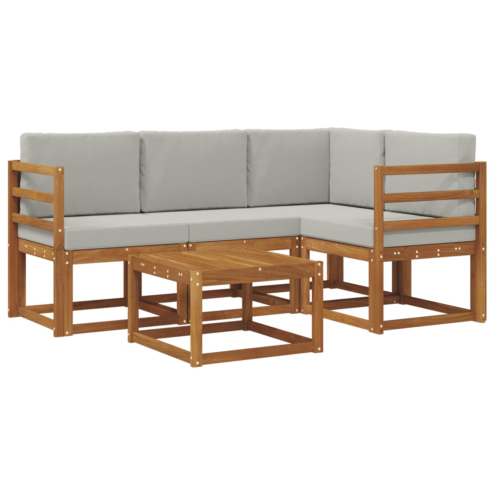 Set vanjskih sofa s jastukom 5 pcs Prirodna i svijetlo siva
