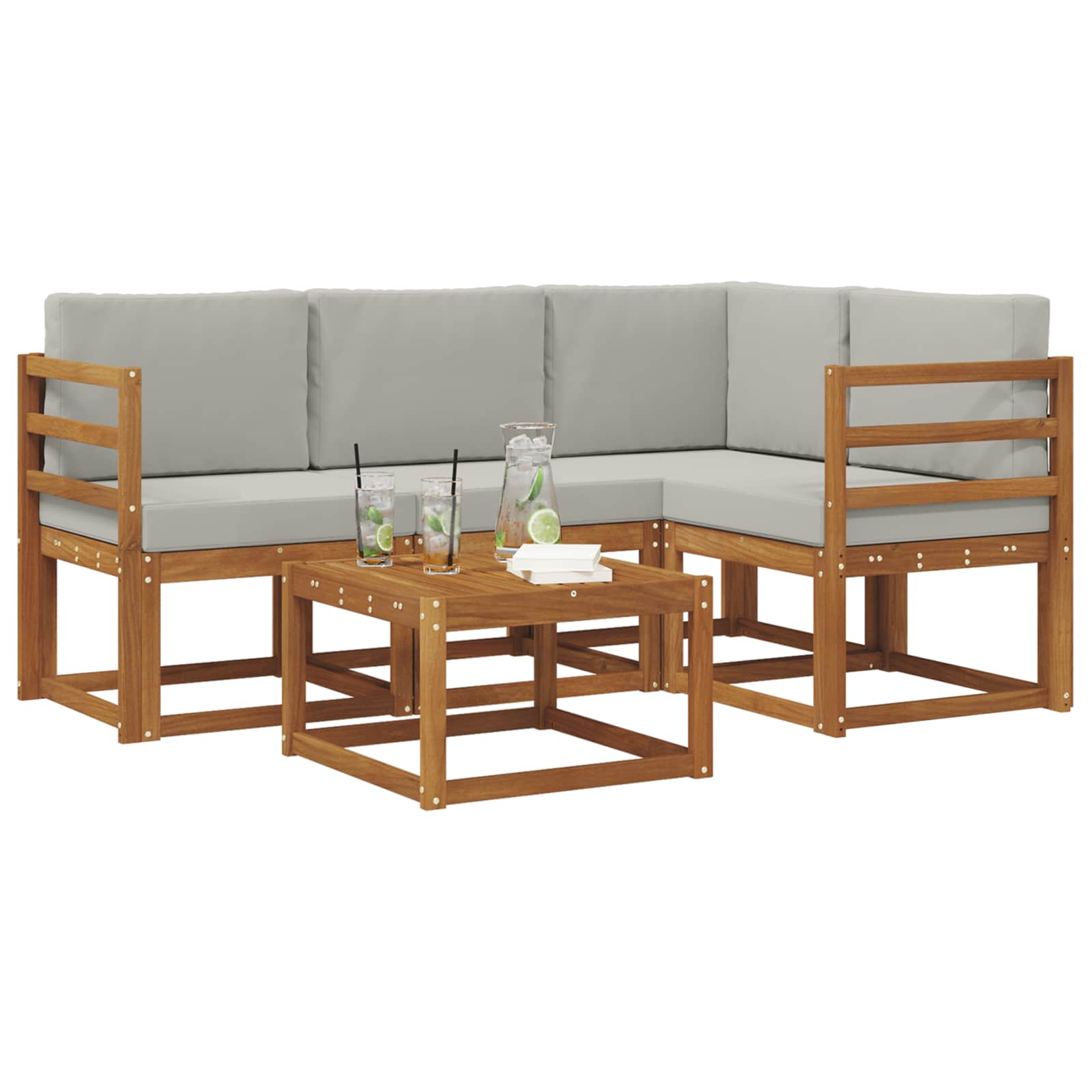 Set vanjskih sofa s jastukom 5 pcs Prirodna i svijetlo siva