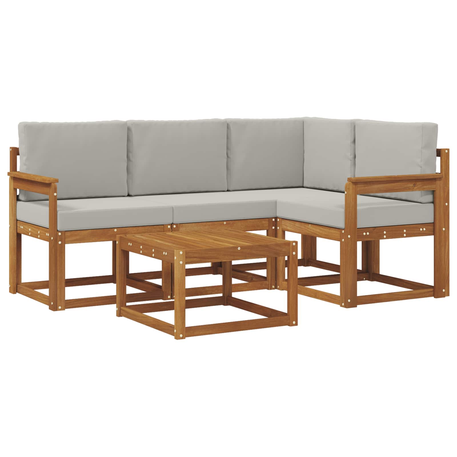 Set vanjskih sofa s jastukom 5 pcs Prirodna i svijetlo siva