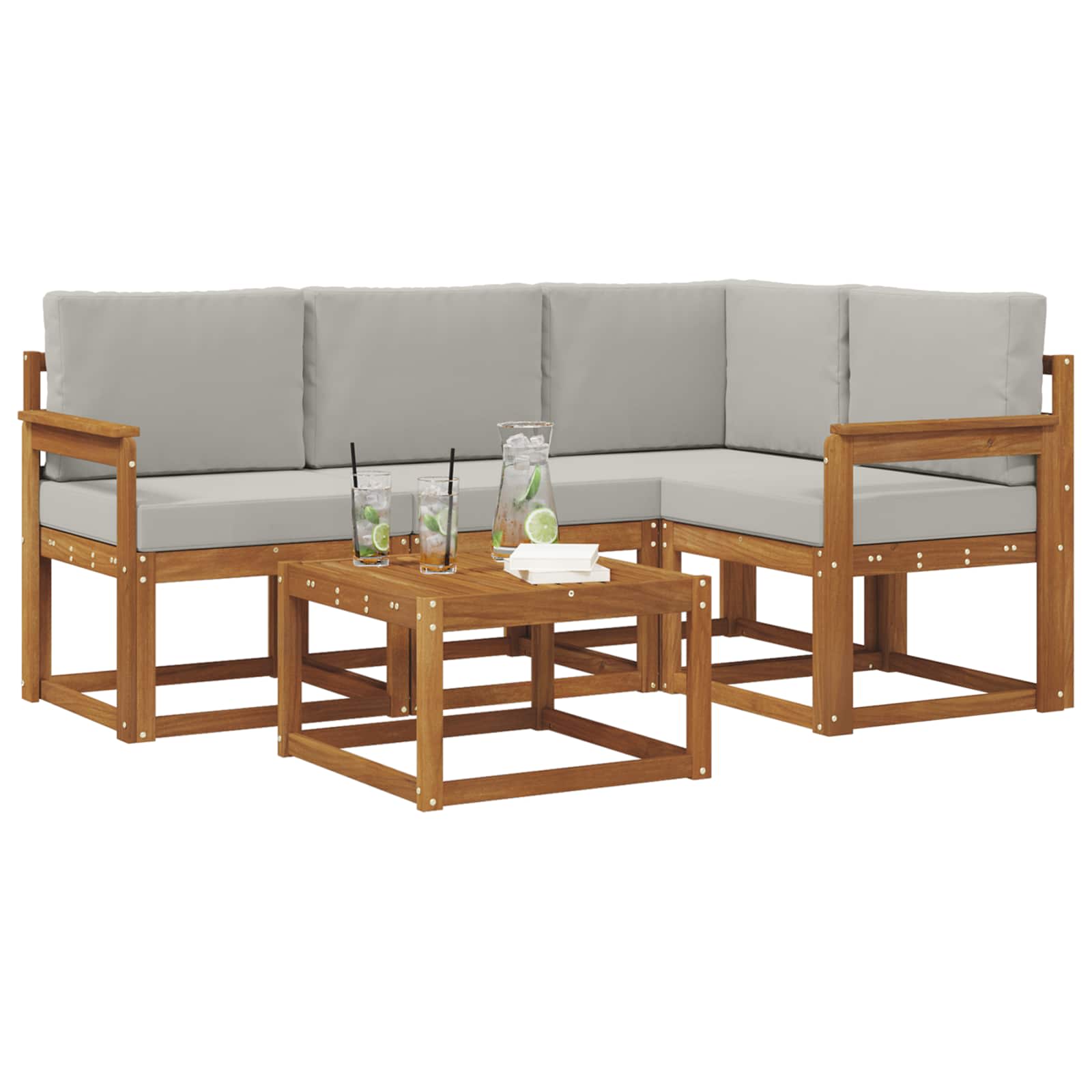 Set vanjskih sofa s jastukom 5 pcs Prirodna i svijetlo siva