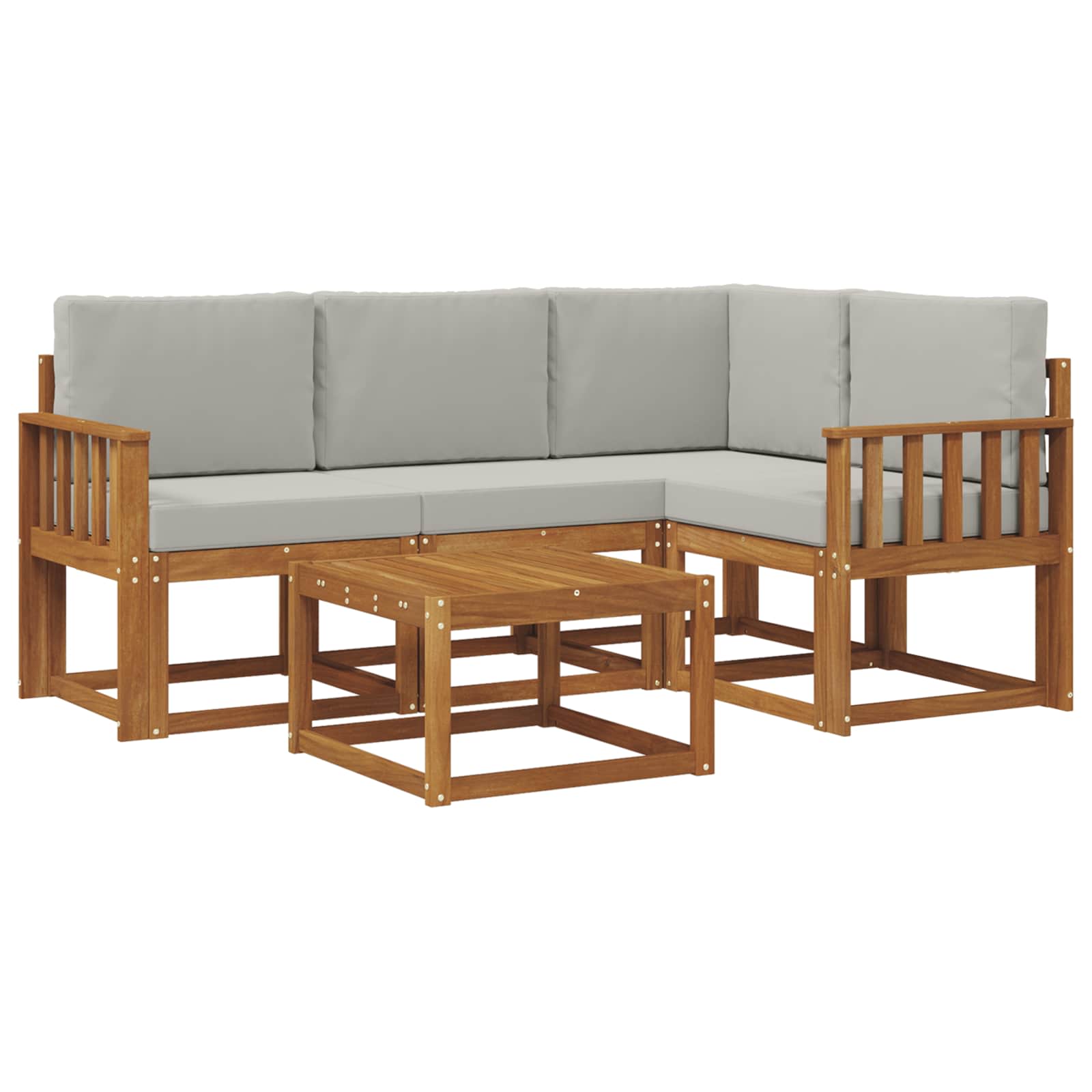 Set vanjskih sofa s jastukom 5 pcs Prirodna i svijetlo siva