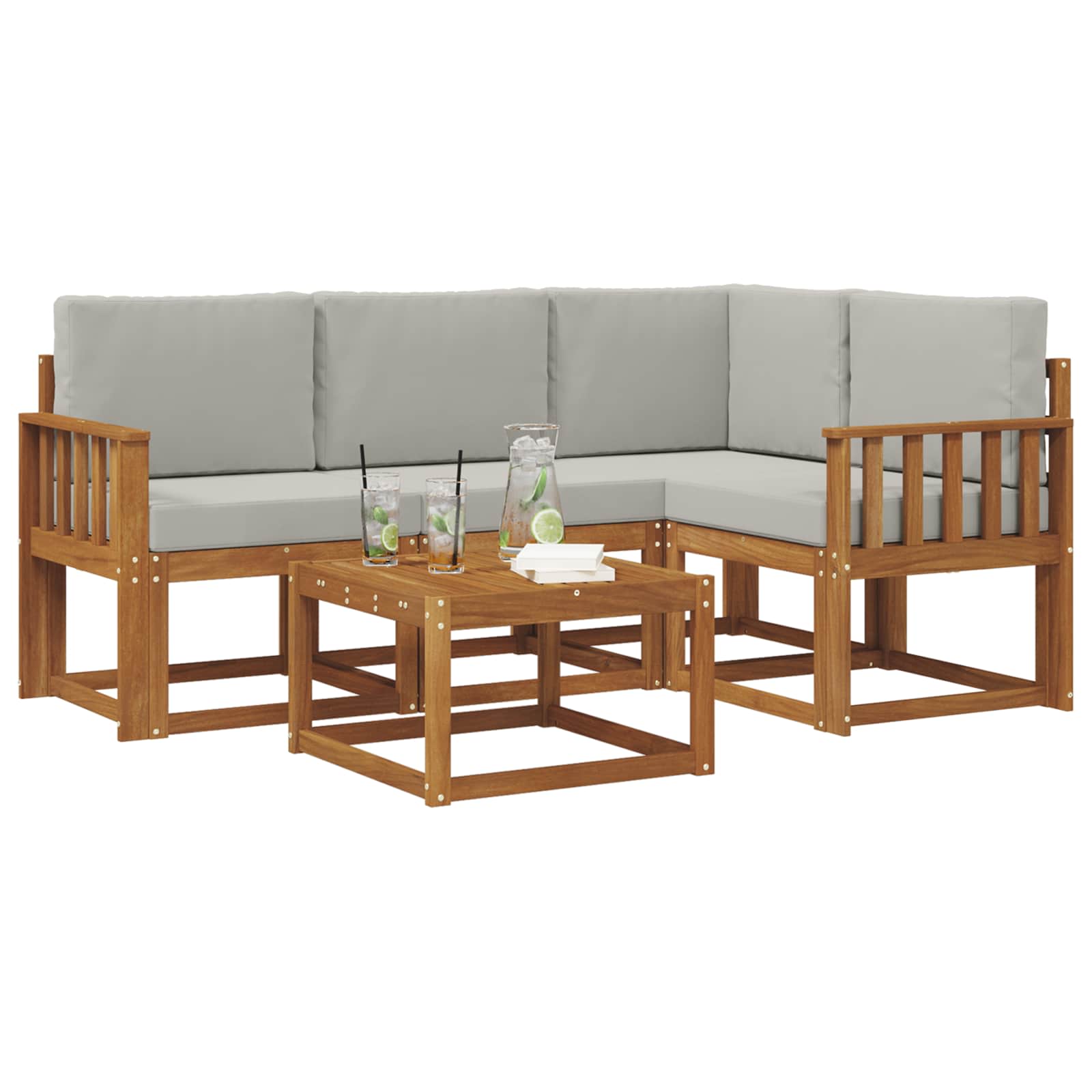 Set vanjskih sofa s jastukom 5 pcs Prirodna i svijetlo siva