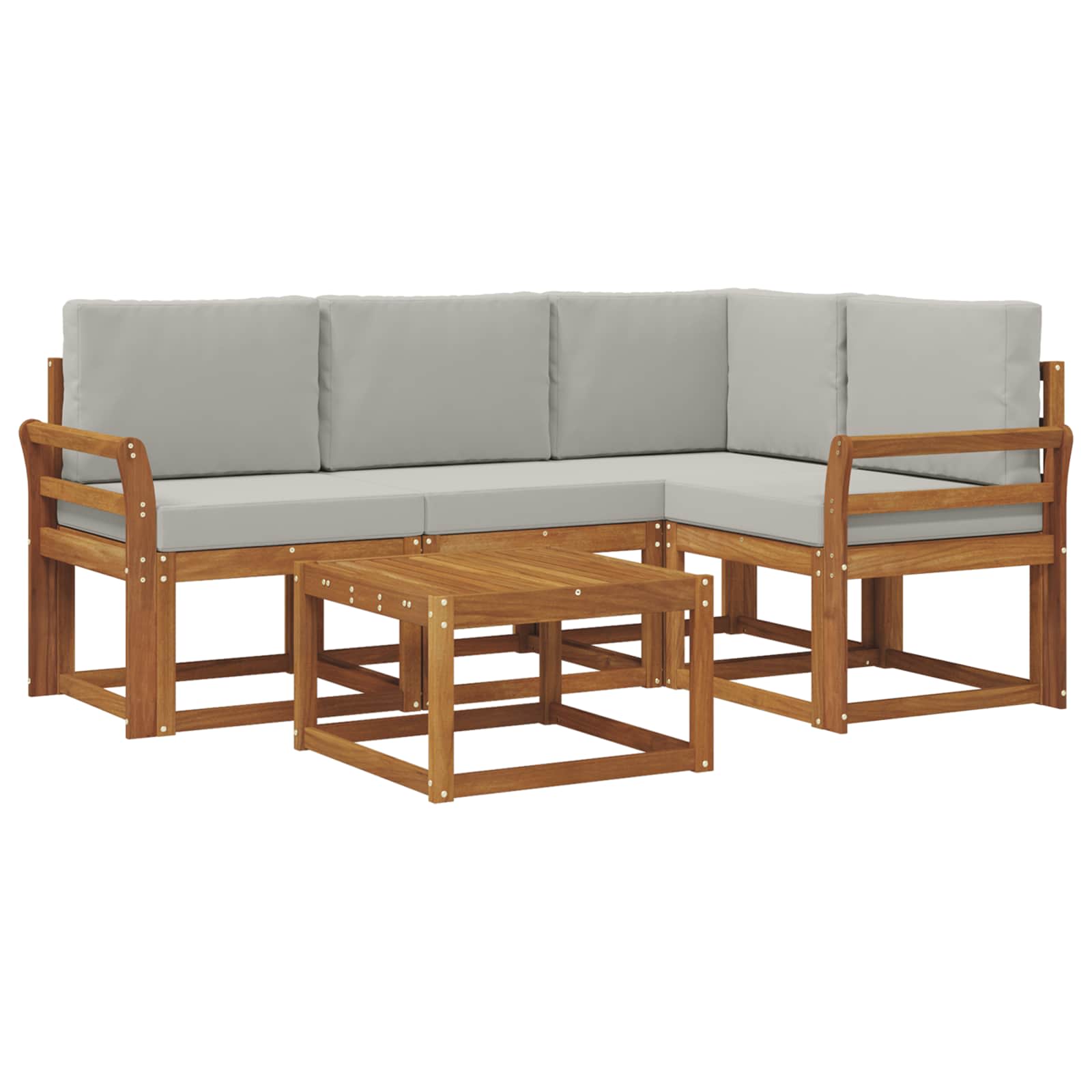 Set vanjskih sofa s jastukom 5 pcs Prirodna i svijetlo siva