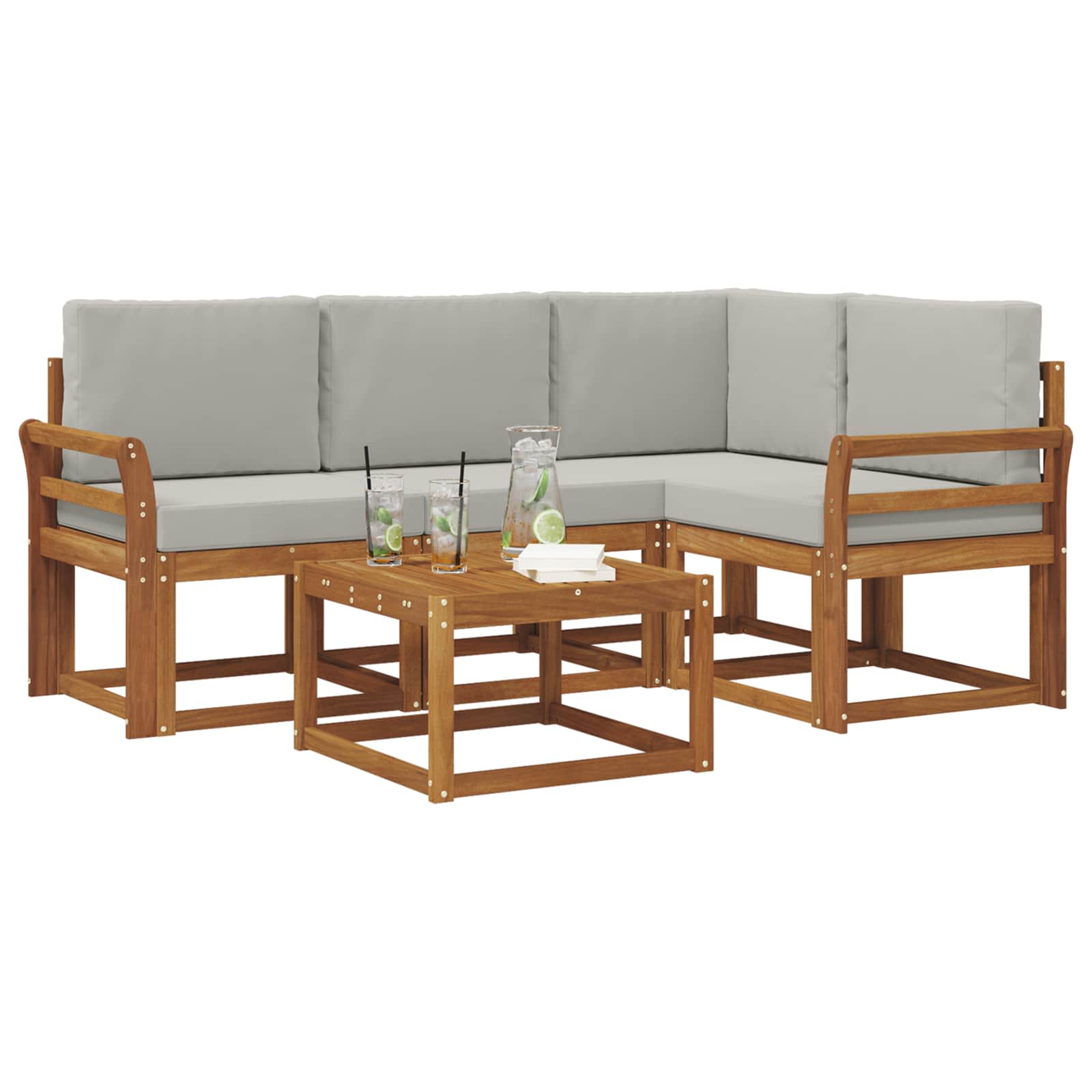 Set vanjskih sofa s jastukom 5 pcs Prirodna i svijetlo siva