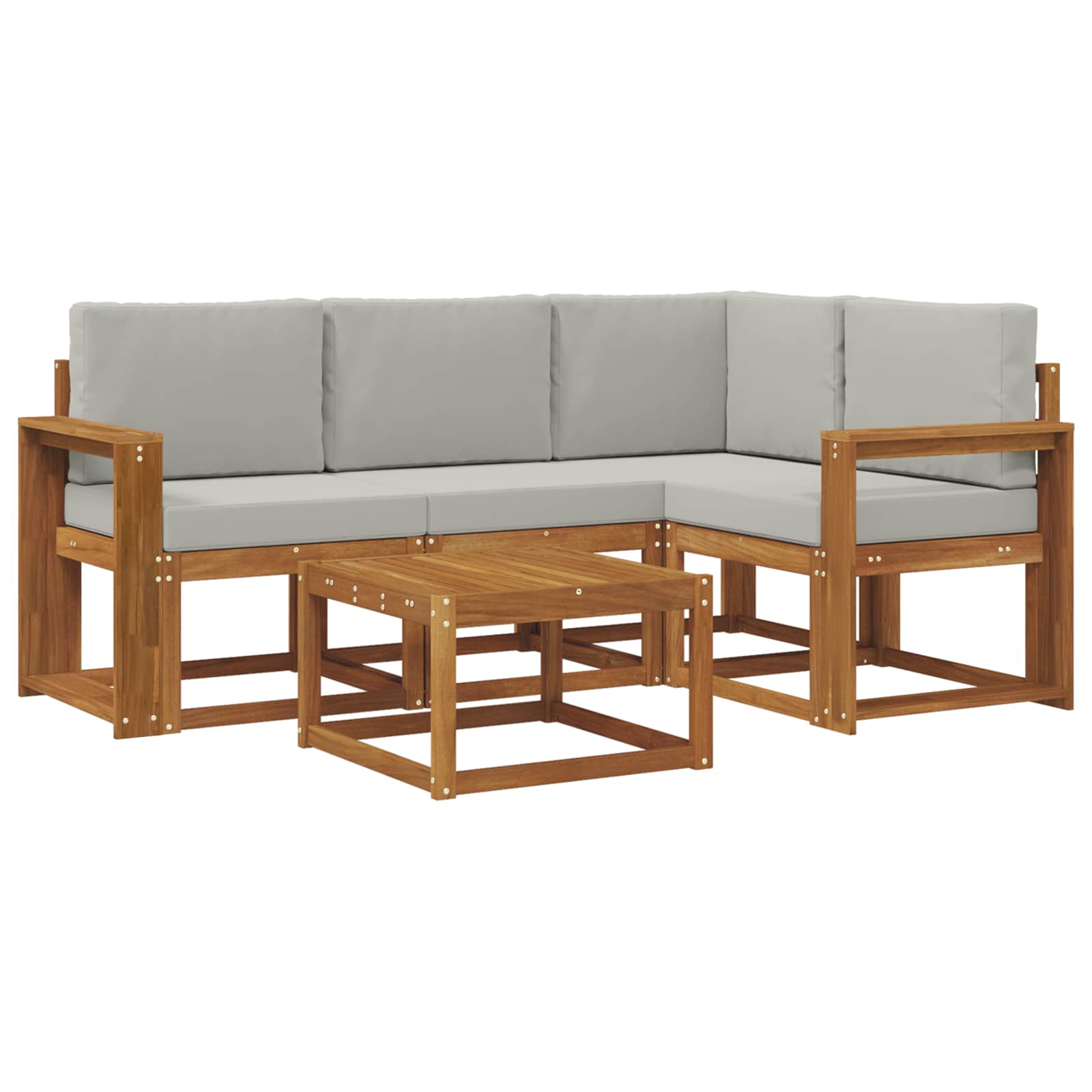 Set vanjskih sofa s jastukom 5 pcs Prirodna i svijetlo siva
