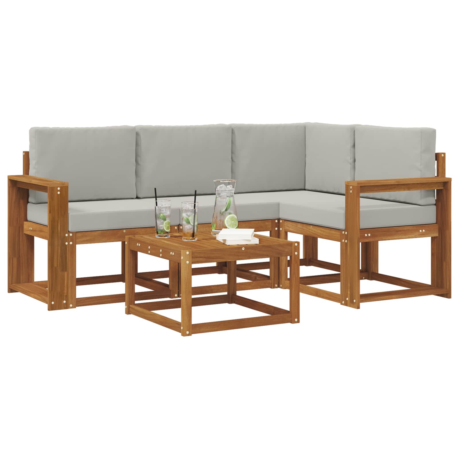 Set vanjskih sofa s jastukom 5 pcs Prirodna i svijetlo siva