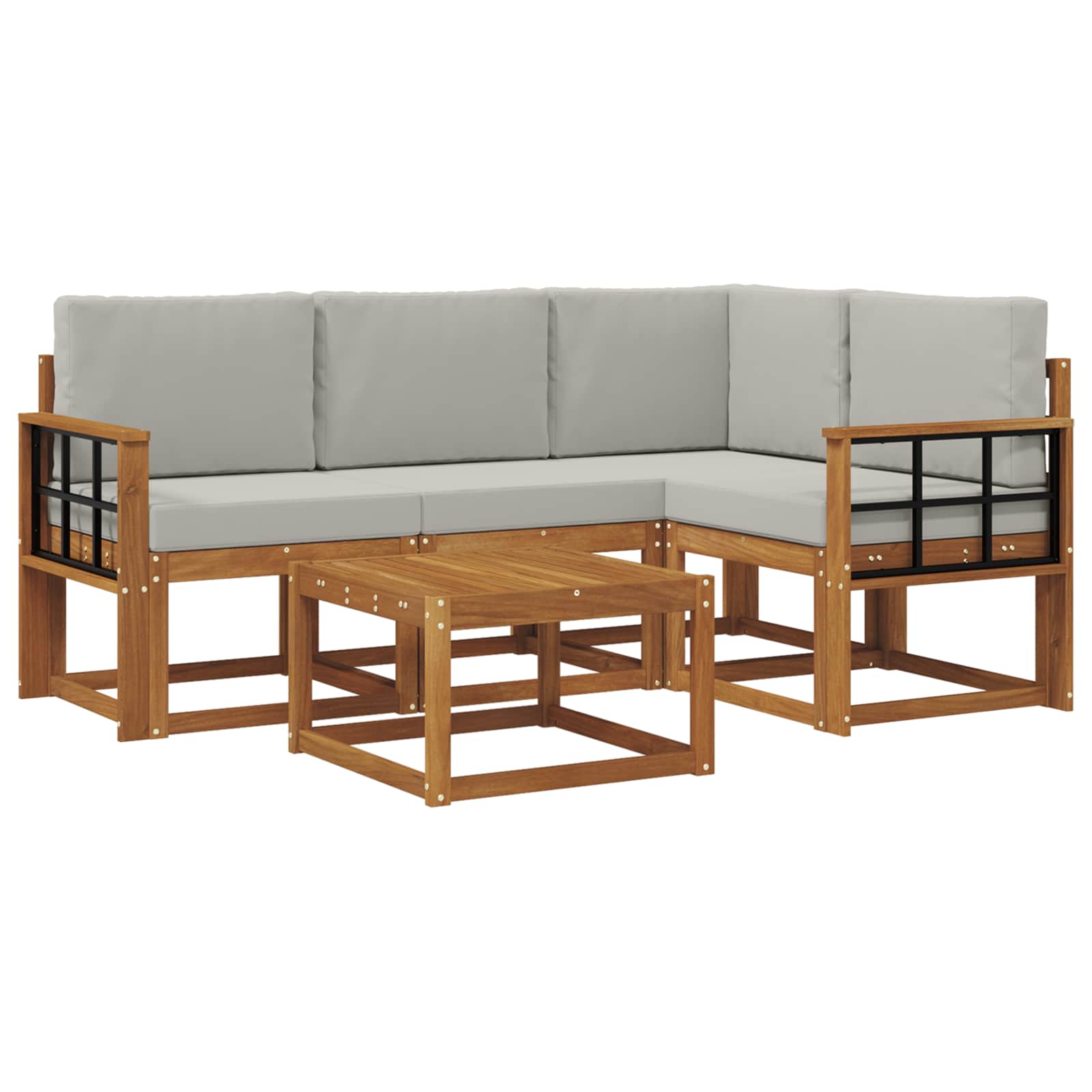 Set vanjskih sofa s jastukom 5 pcs Prirodna i svijetlo siva