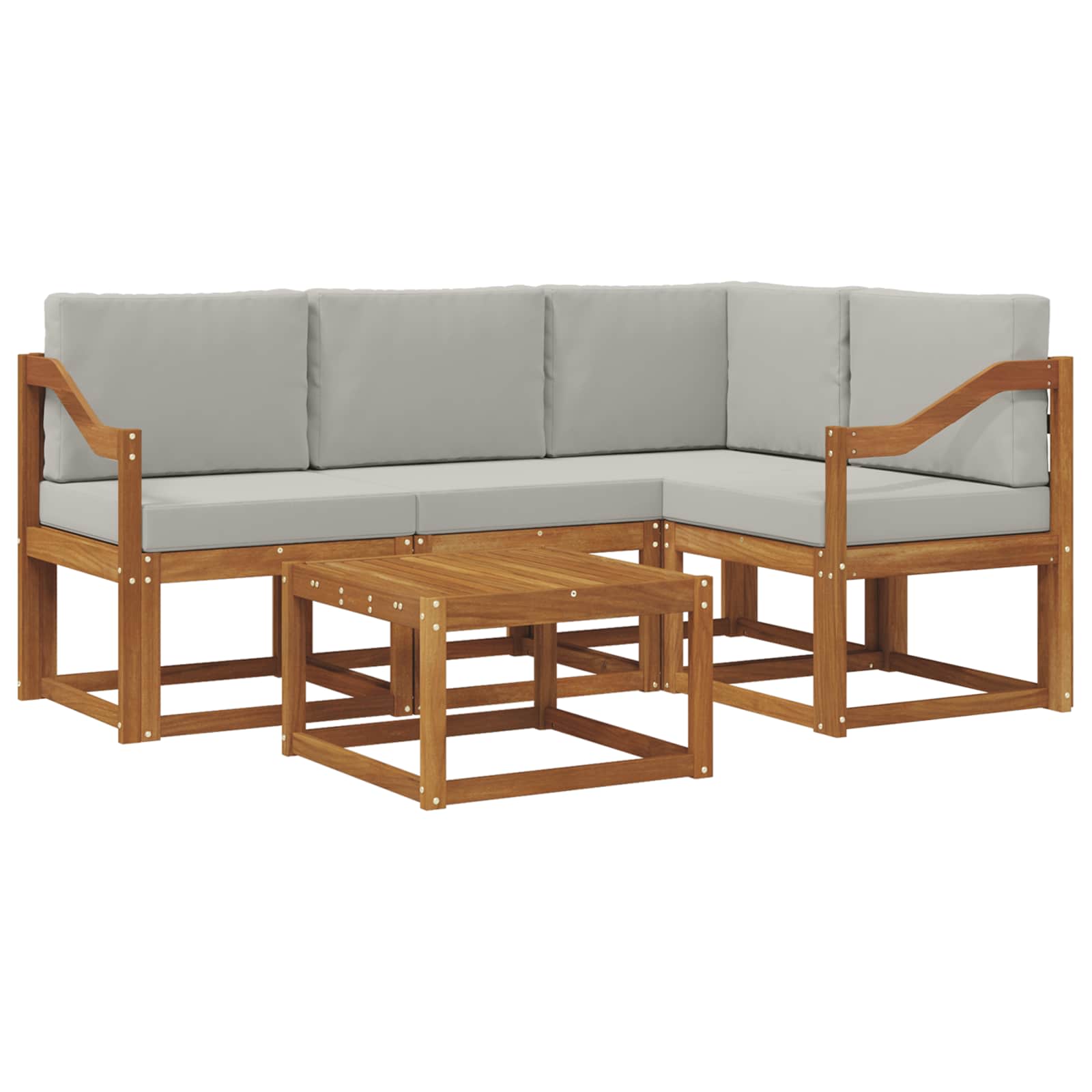 Set vanjskih sofa s jastukom 5 pcs Prirodna i svijetlo siva