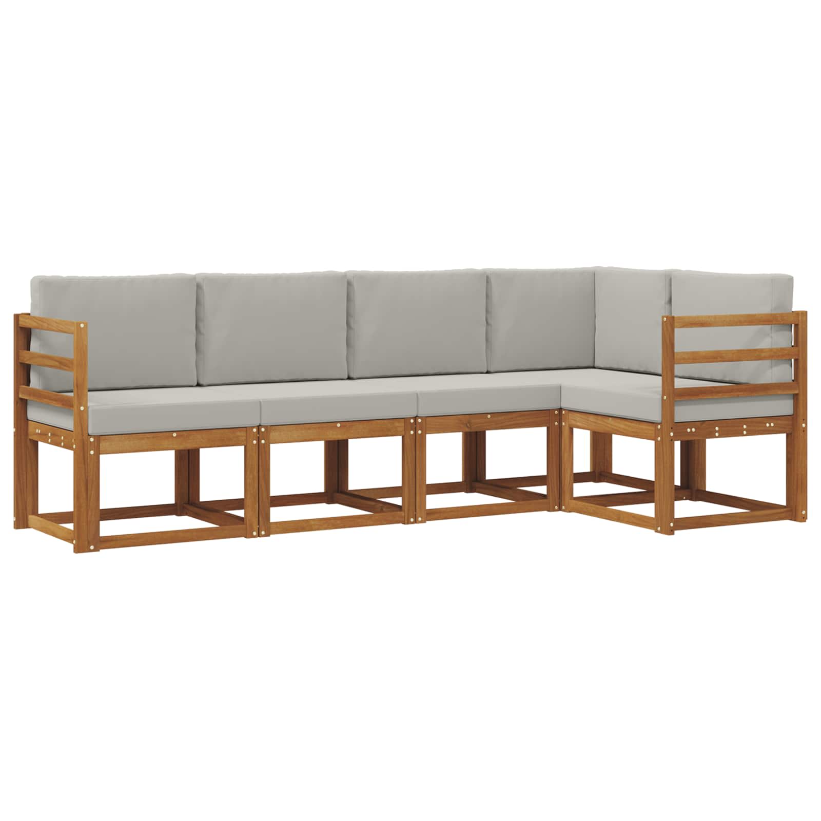 Set vanjskih sofa s jastukom 5 pcs Prirodna i svijetlo siva