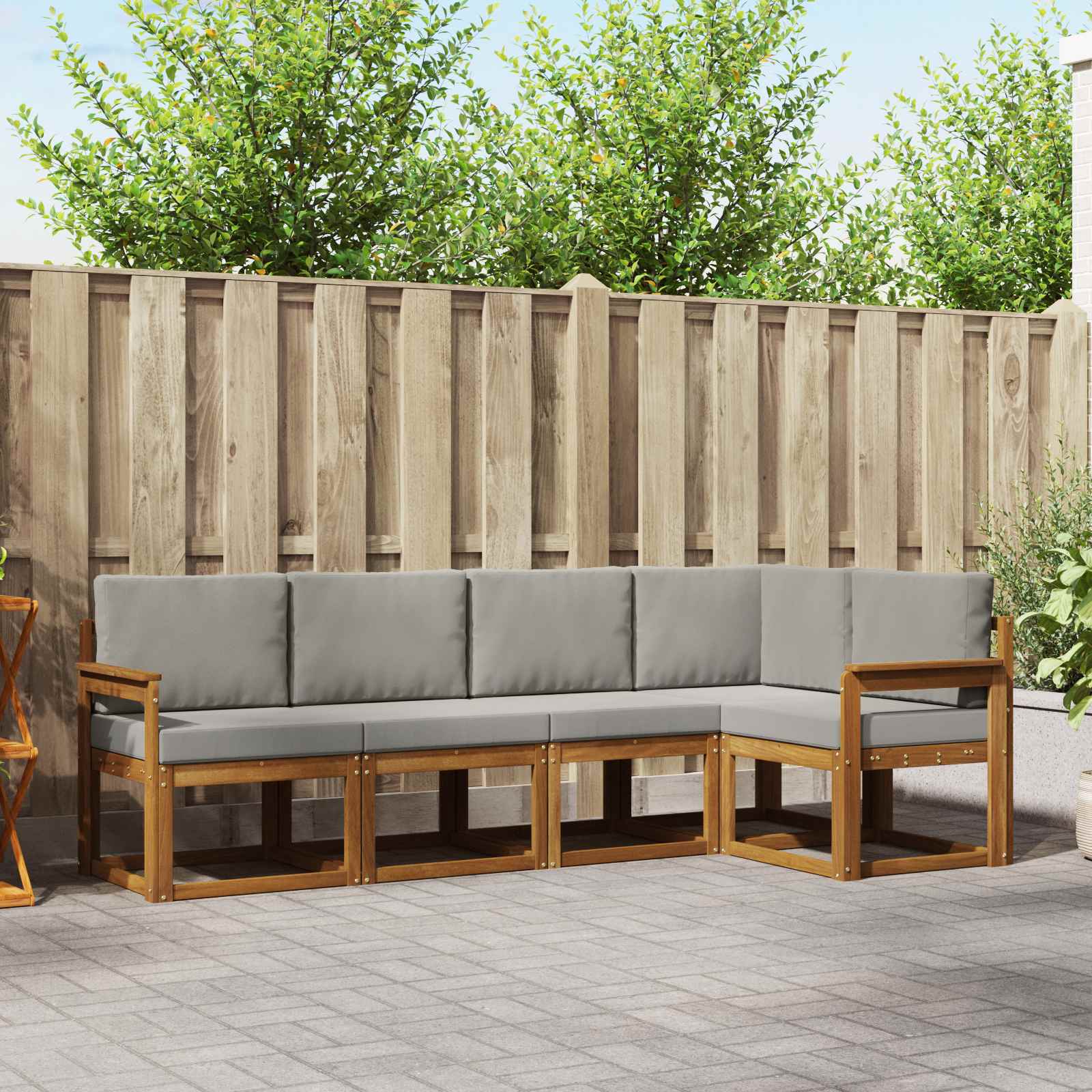 Set vanjskih sofa s jastukom 5 pcs Prirodna i svijetlo siva