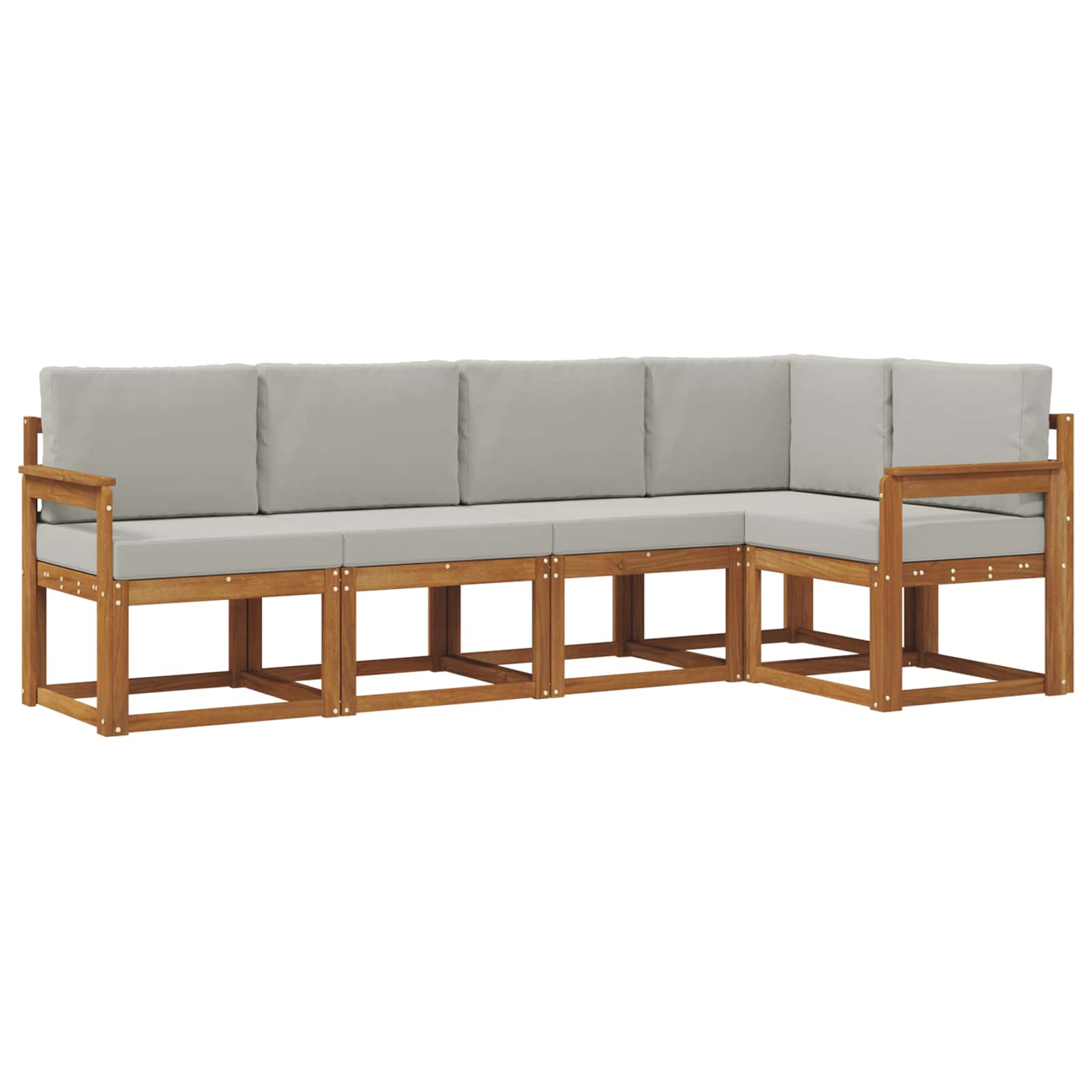 Set vanjskih sofa s jastukom 5 pcs Prirodna i svijetlo siva
