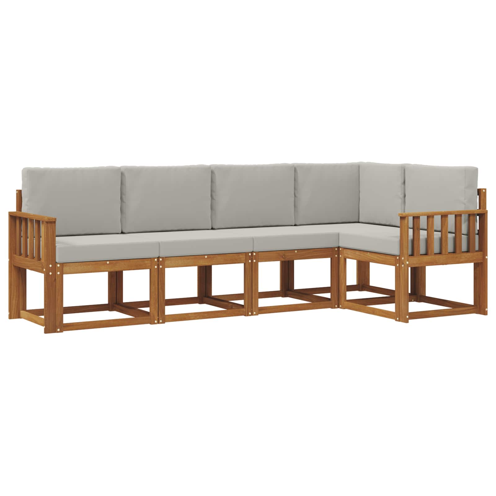 Set vanjskih sofa s jastukom 5 pcs Prirodna i svijetlo siva