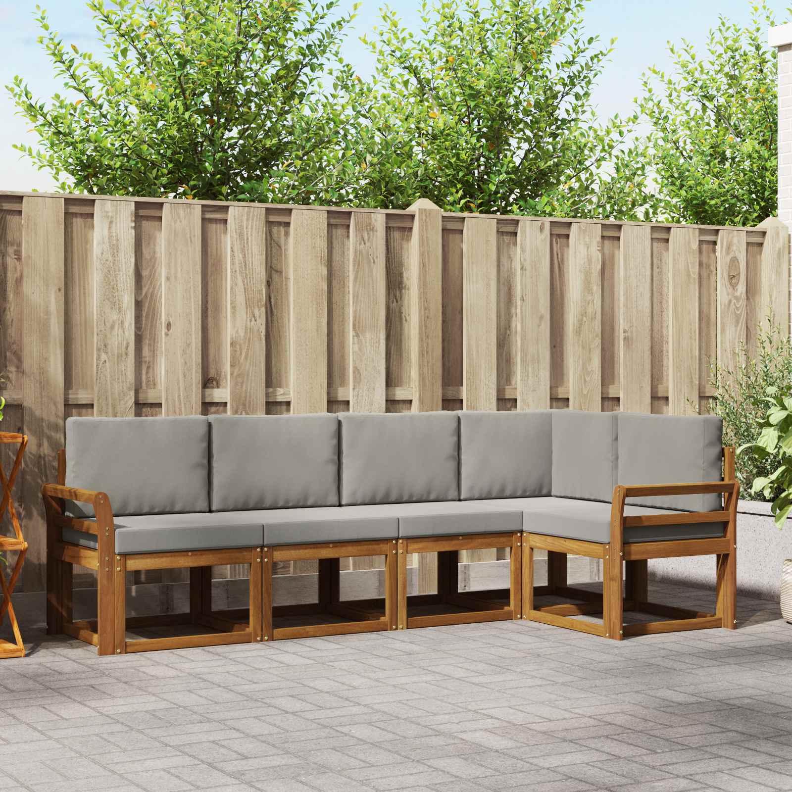 Set vanjskih sofa s jastukom 5 pcs Prirodna i svijetlo siva