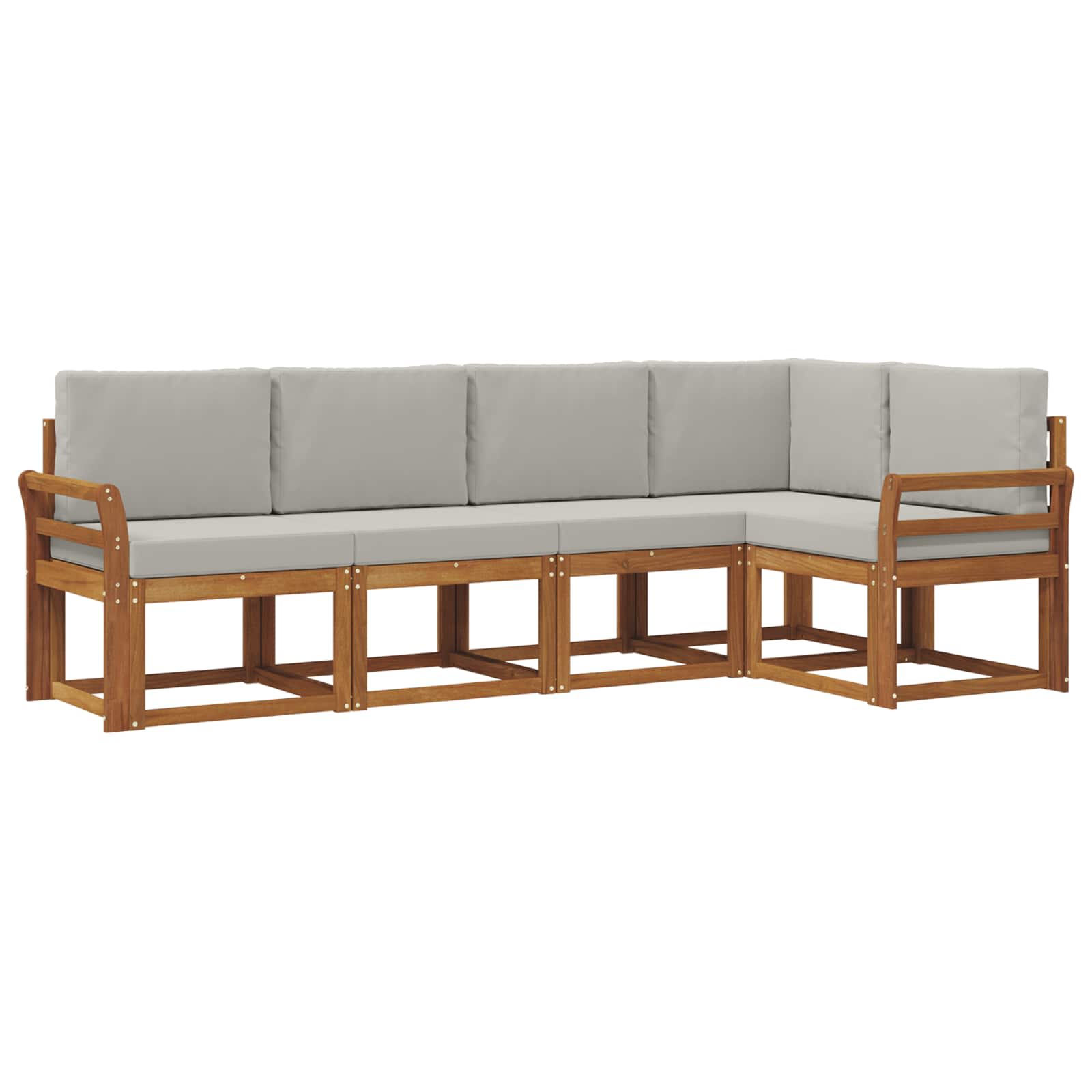 Set vanjskih sofa s jastukom 5 pcs Prirodna i svijetlo siva