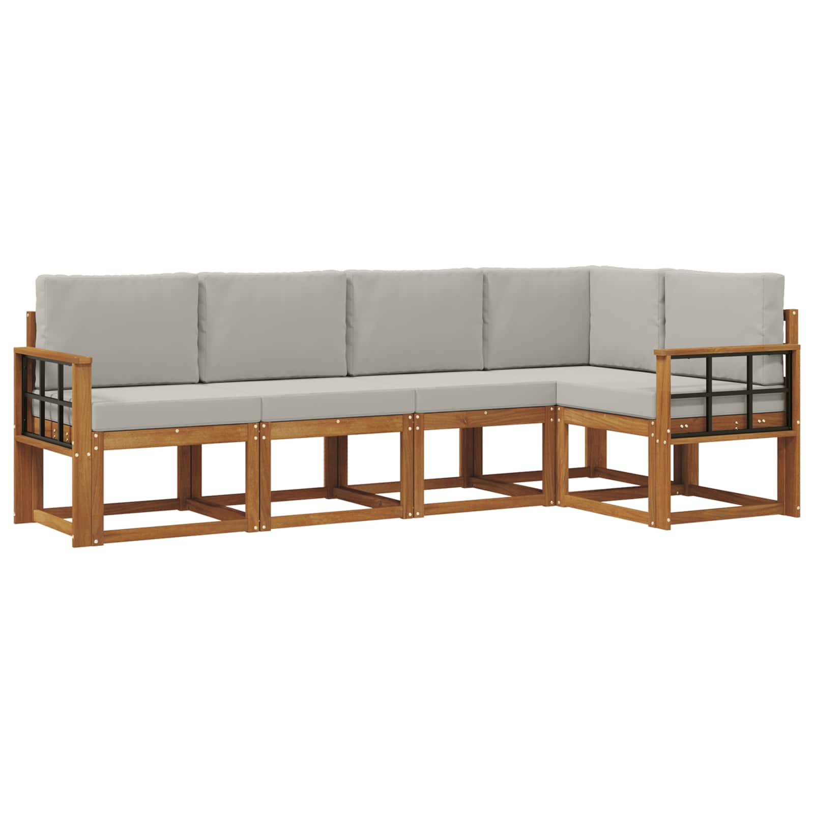 Set vanjskih sofa s jastukom 5 pcs Prirodna i svijetlo siva