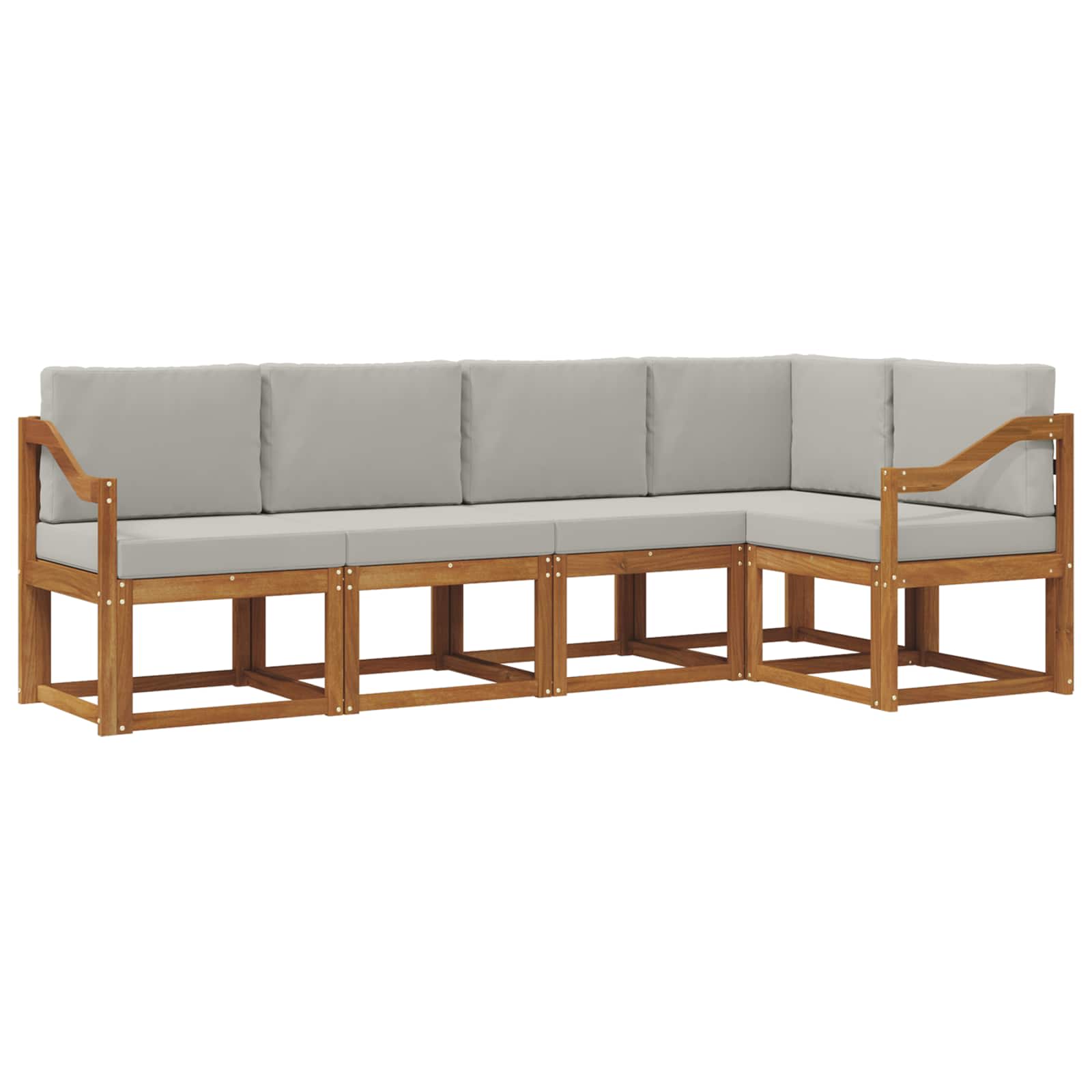 Set vanjskih sofa s jastukom 5 pcs Prirodna i svijetlo siva