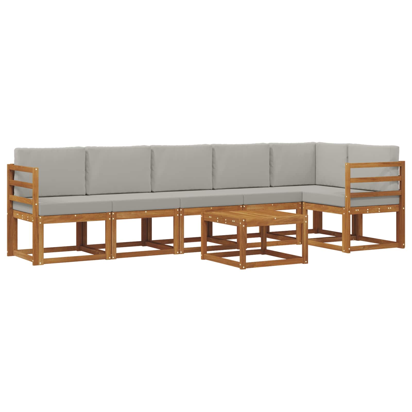 Set vanjskih sofa s jastukom 7 pcs Prirodna i svijetlo siva