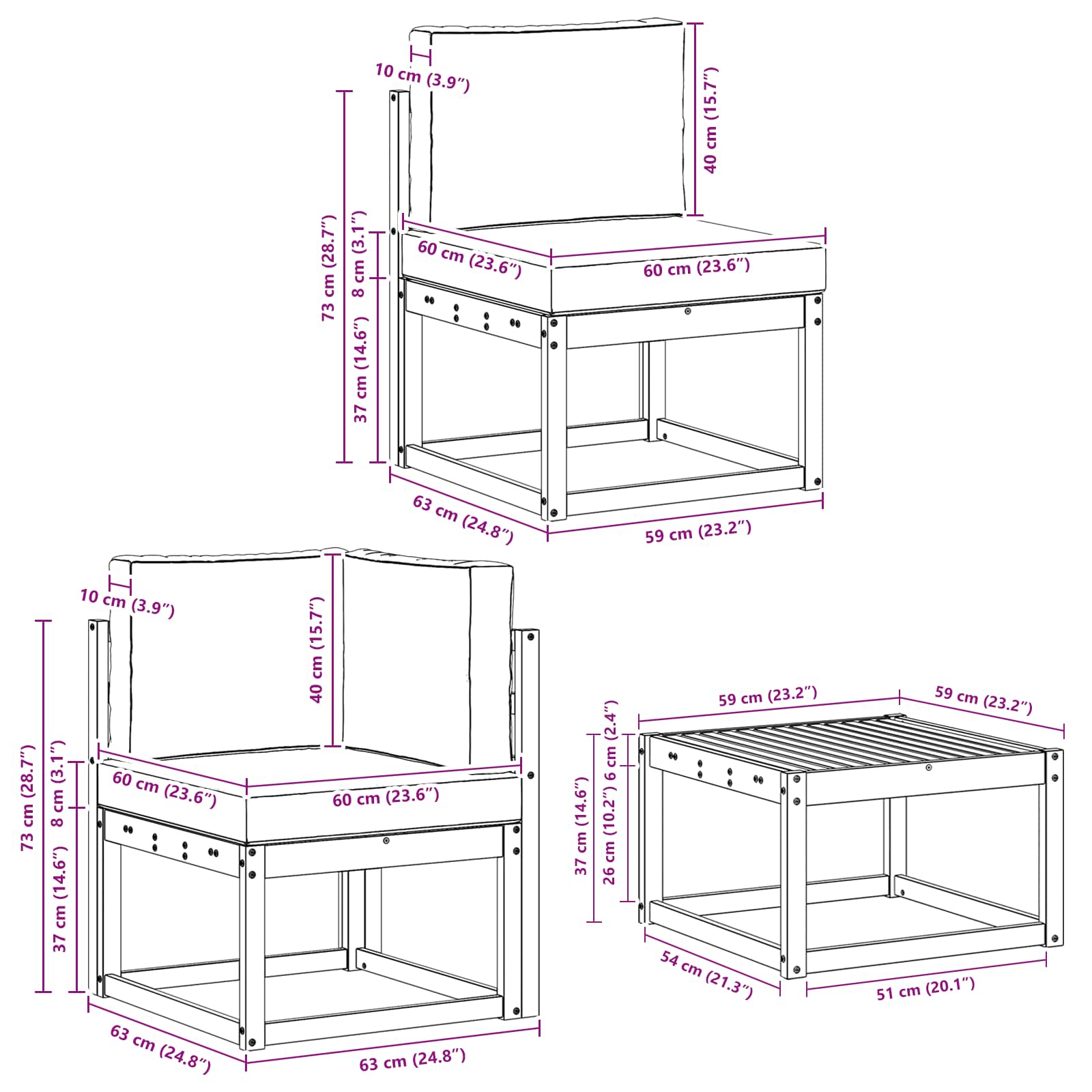 Set vanjskih sofa s jastukom 7 pcs Prirodna i svijetlo siva