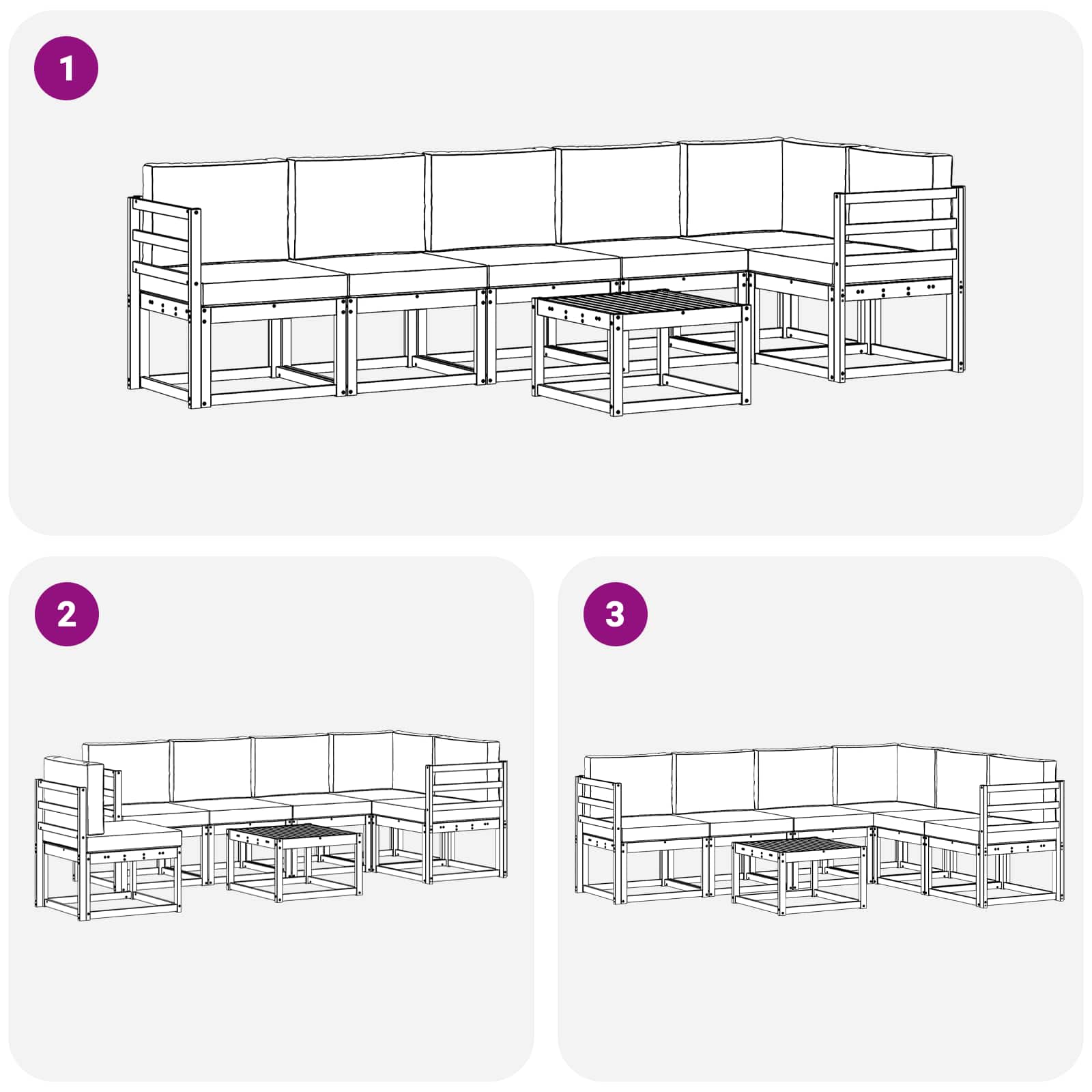 Set vanjskih sofa s jastukom 7 pcs Prirodna i svijetlo siva