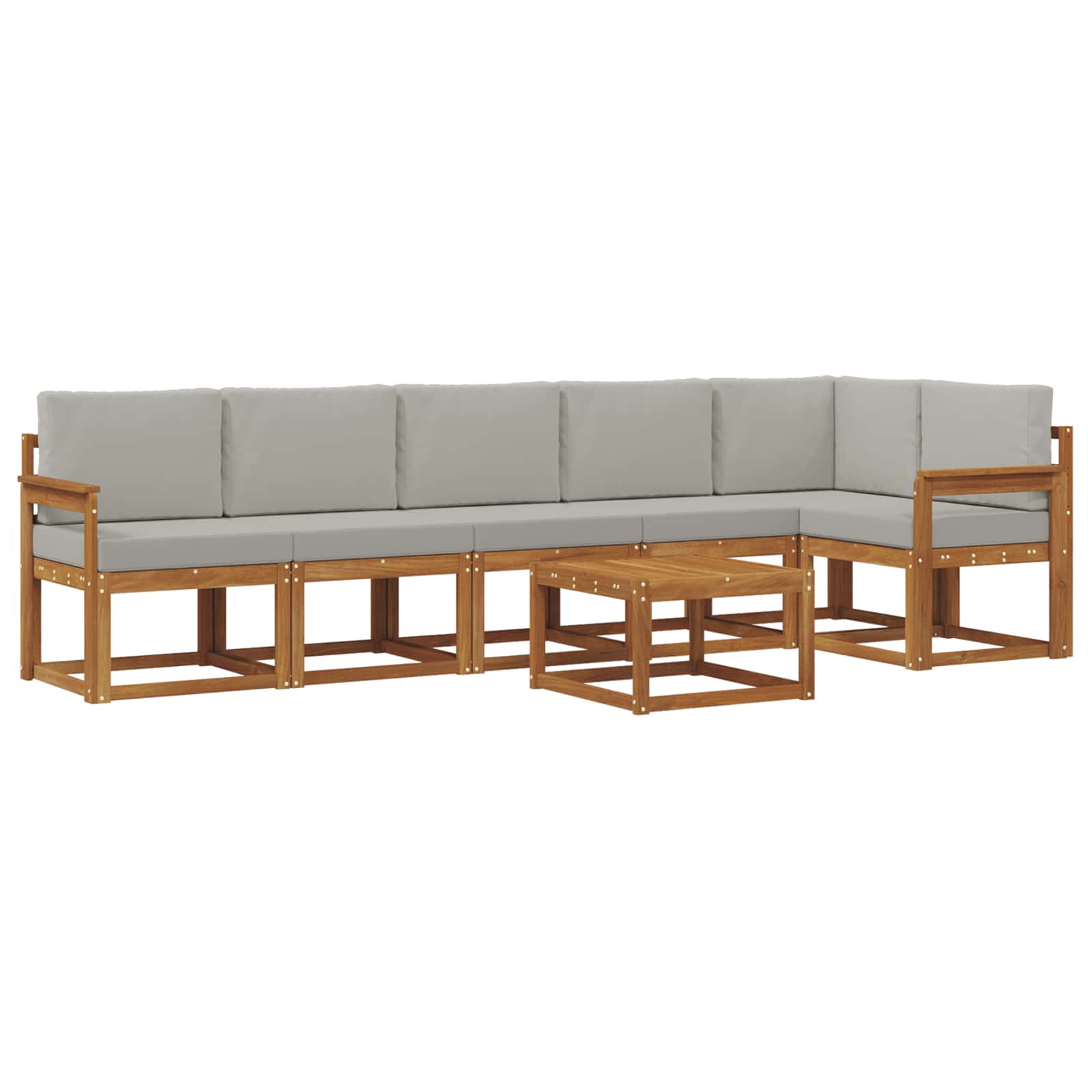 Set vanjskih sofa s jastukom 7 pcs Prirodna i svijetlo siva