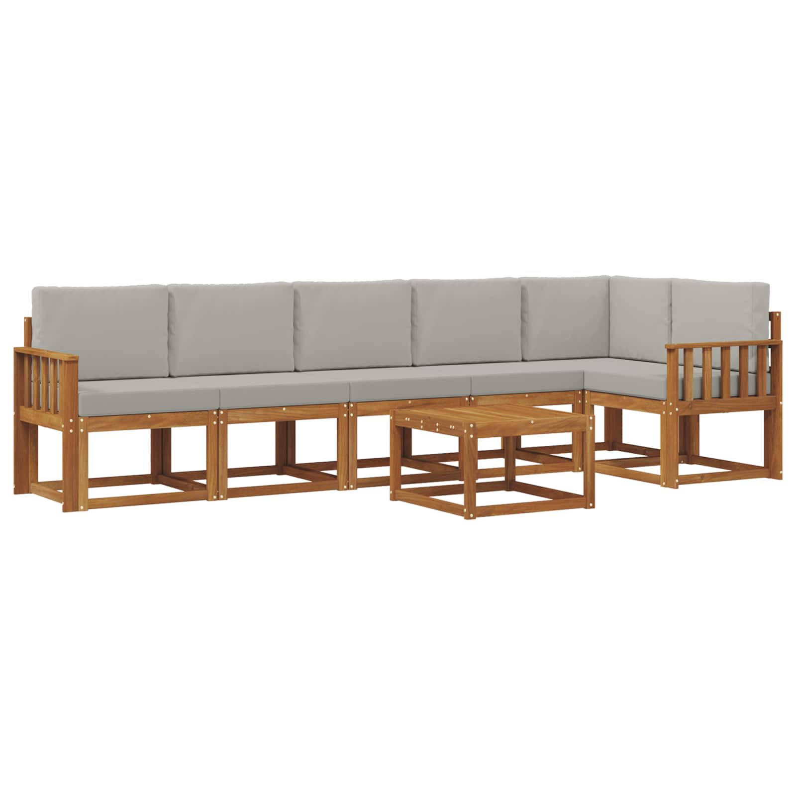 Set vanjskih sofa s jastukom 7 pcs Prirodna i svijetlo siva