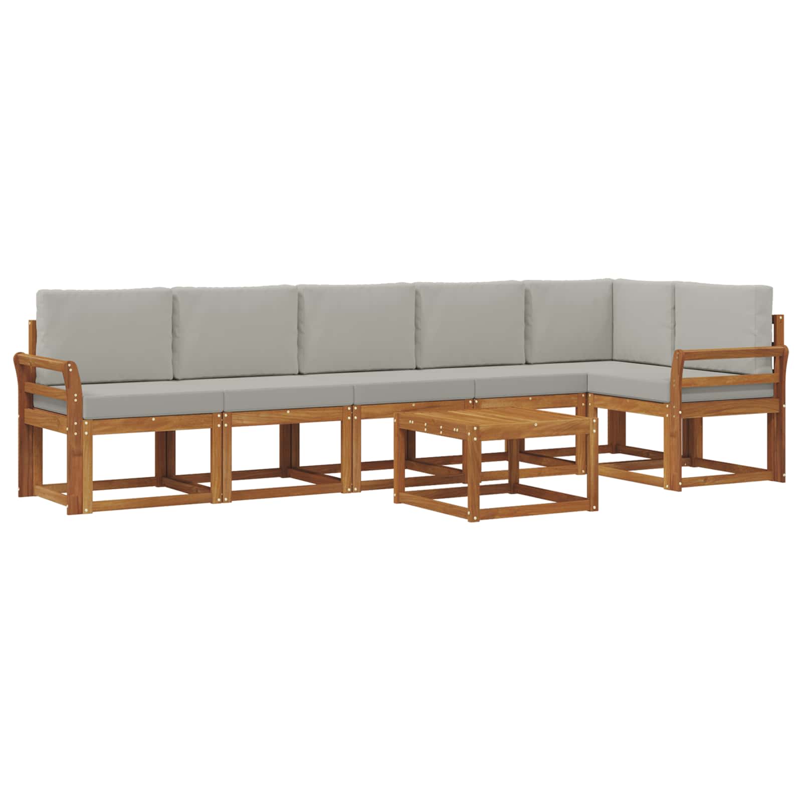 Set vanjskih sofa s jastukom 7 pcs Prirodna i svijetlo siva