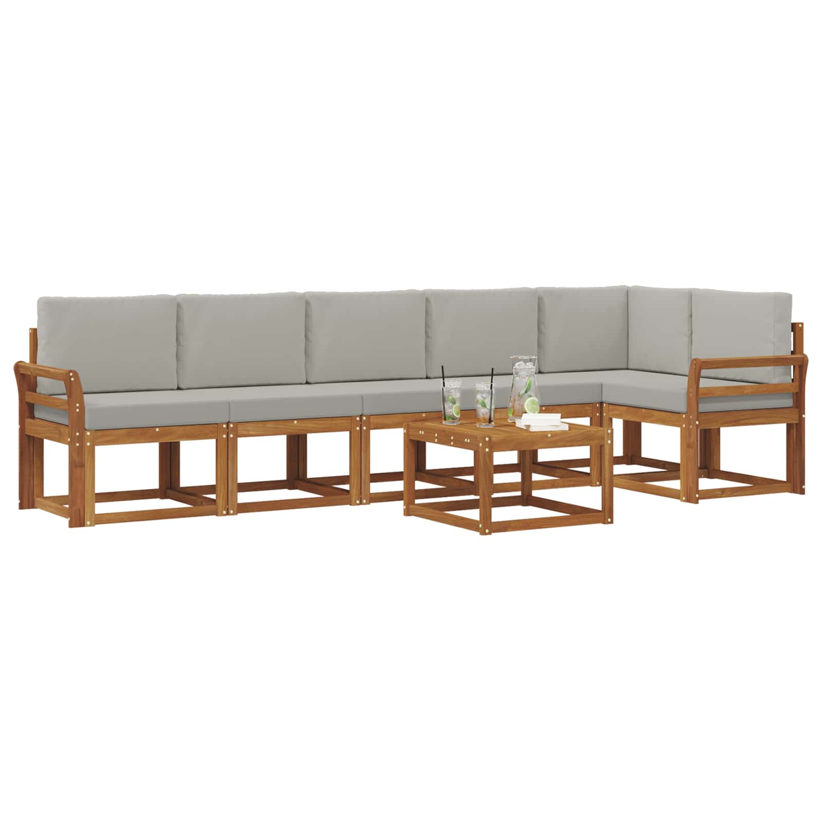 Set vanjskih sofa s jastukom 7 pcs Prirodna i svijetlo siva