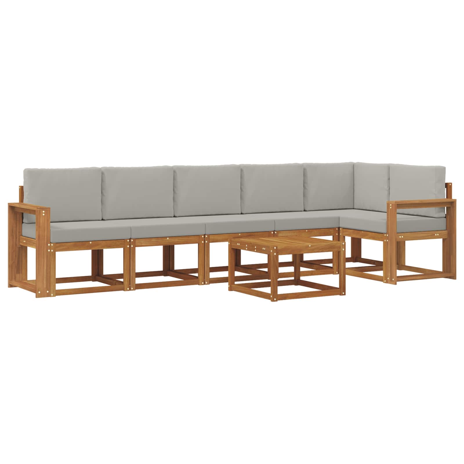 Set vanjskih sofa s jastukom 7 pcs Prirodna i svijetlo siva
