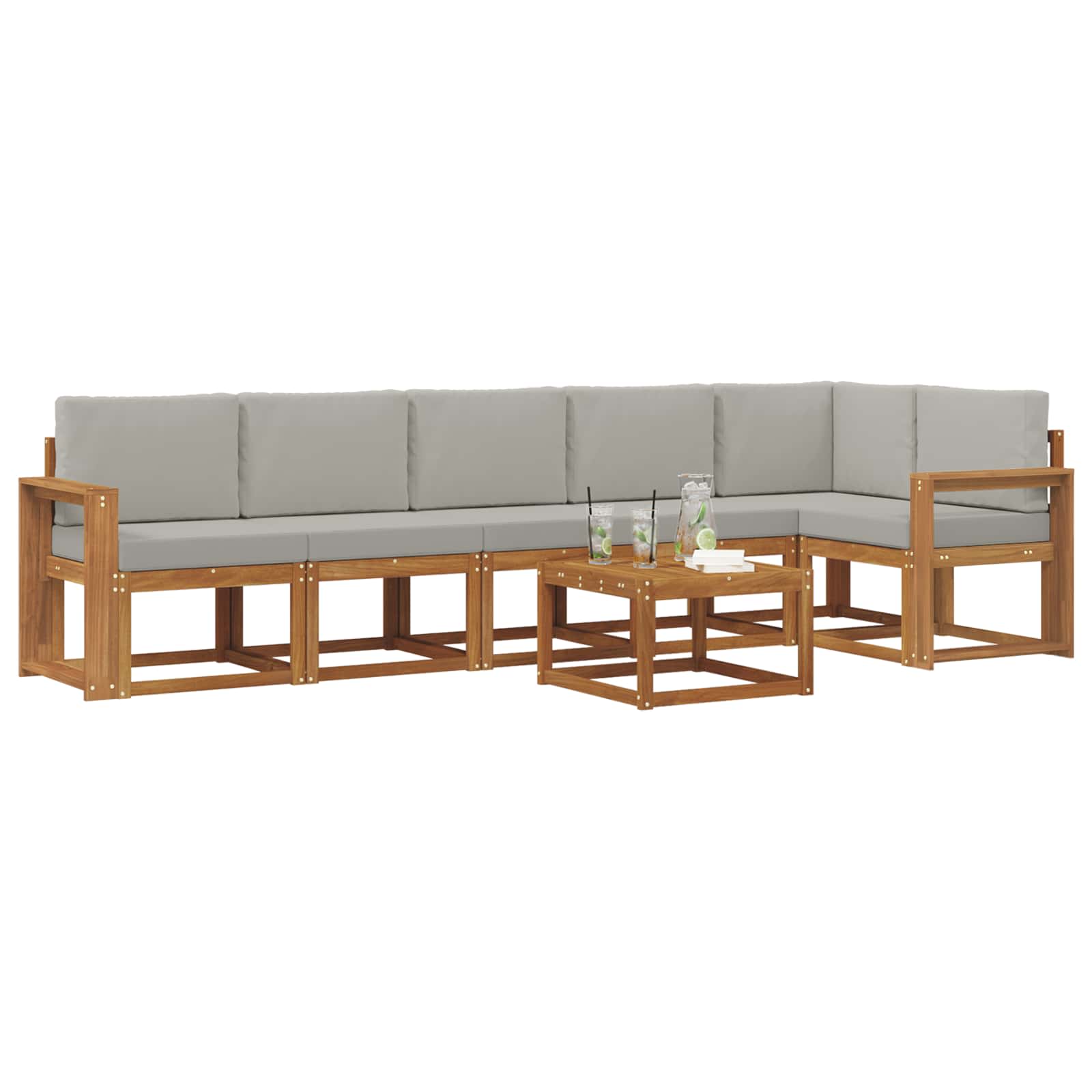 Set vanjskih sofa s jastukom 7 pcs Prirodna i svijetlo siva
