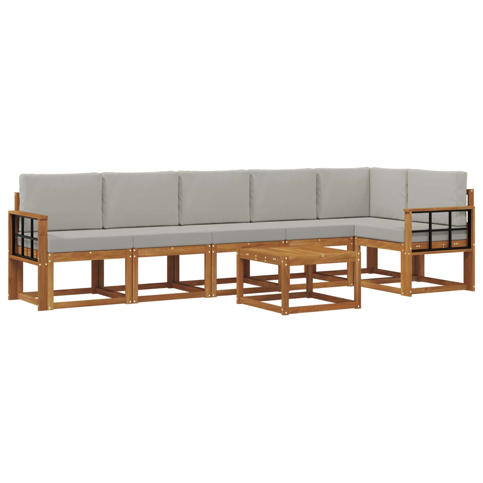 Set vanjskih sofa s jastukom 7 pcs Prirodna i svijetlo siva