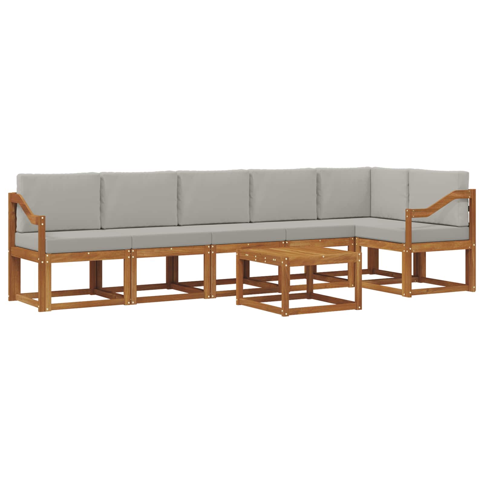 Set vanjskih sofa s jastukom 7 pcs Prirodna i svijetlo siva