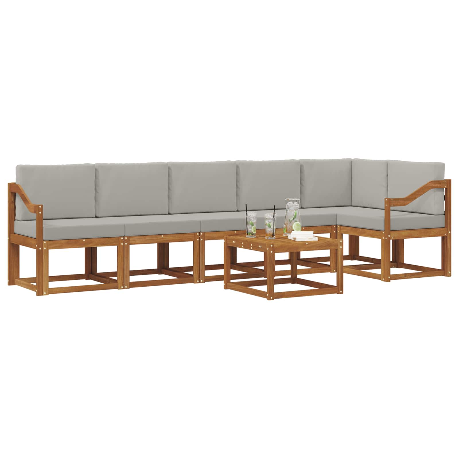 Set vanjskih sofa s jastukom 7 pcs Prirodna i svijetlo siva