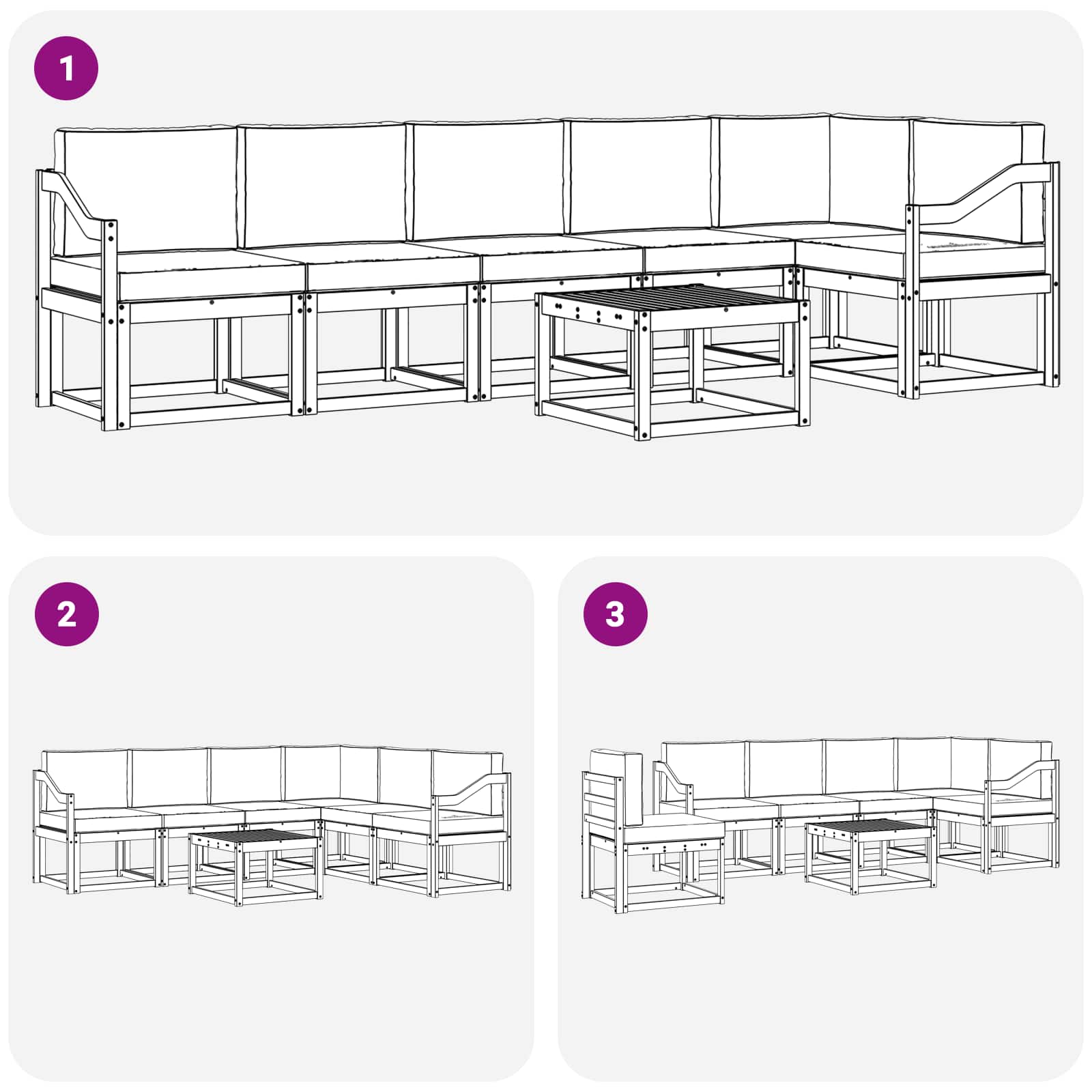 Set vanjskih sofa s jastukom 7 pcs Prirodna i svijetlo siva