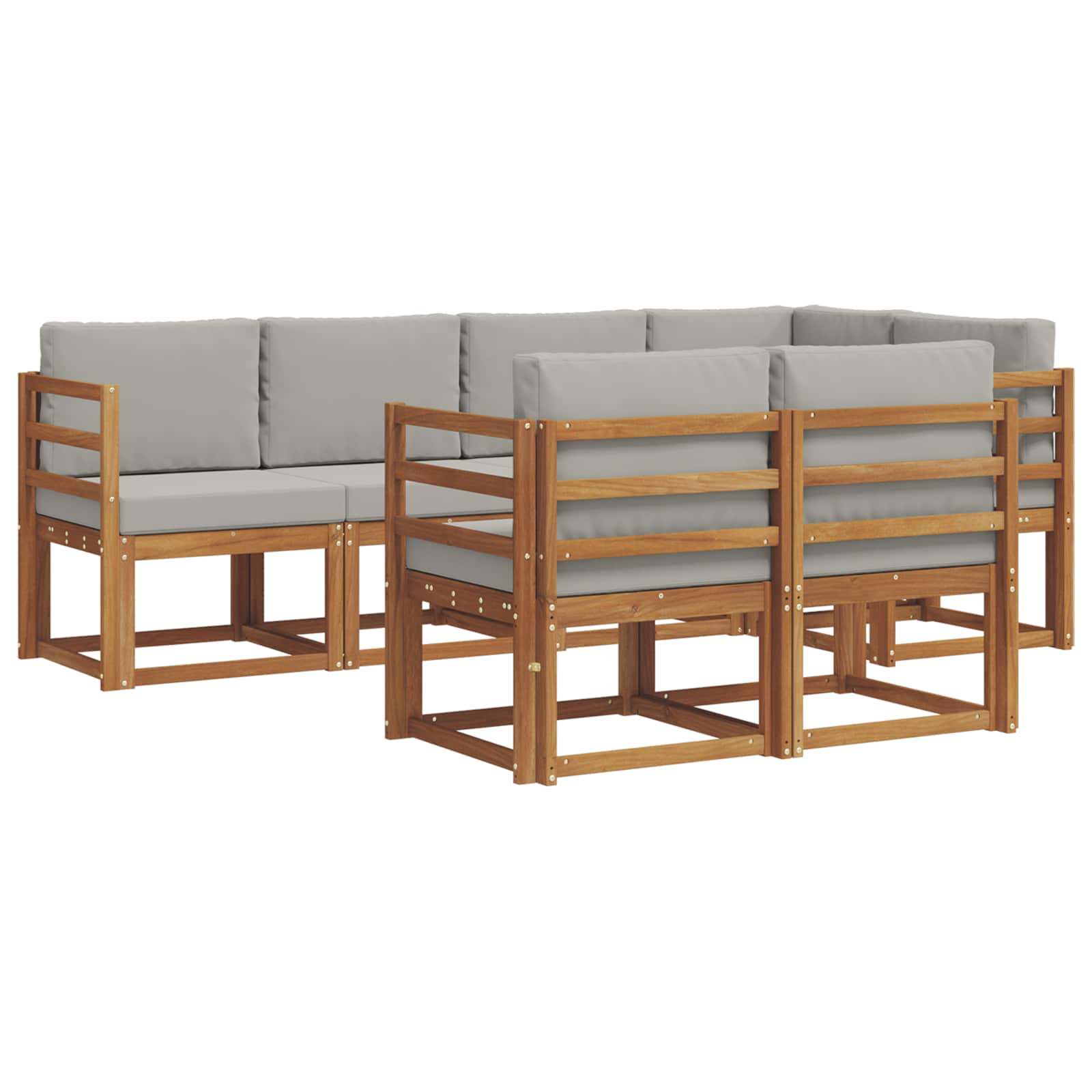 Set vanjskih sofa s jastukom 7 pcs Prirodna i svijetlo siva