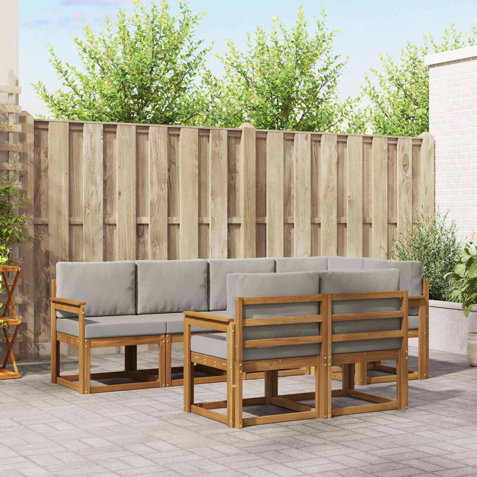 Set vanjskih sofa s jastukom 7 pcs Prirodna i svijetlo siva