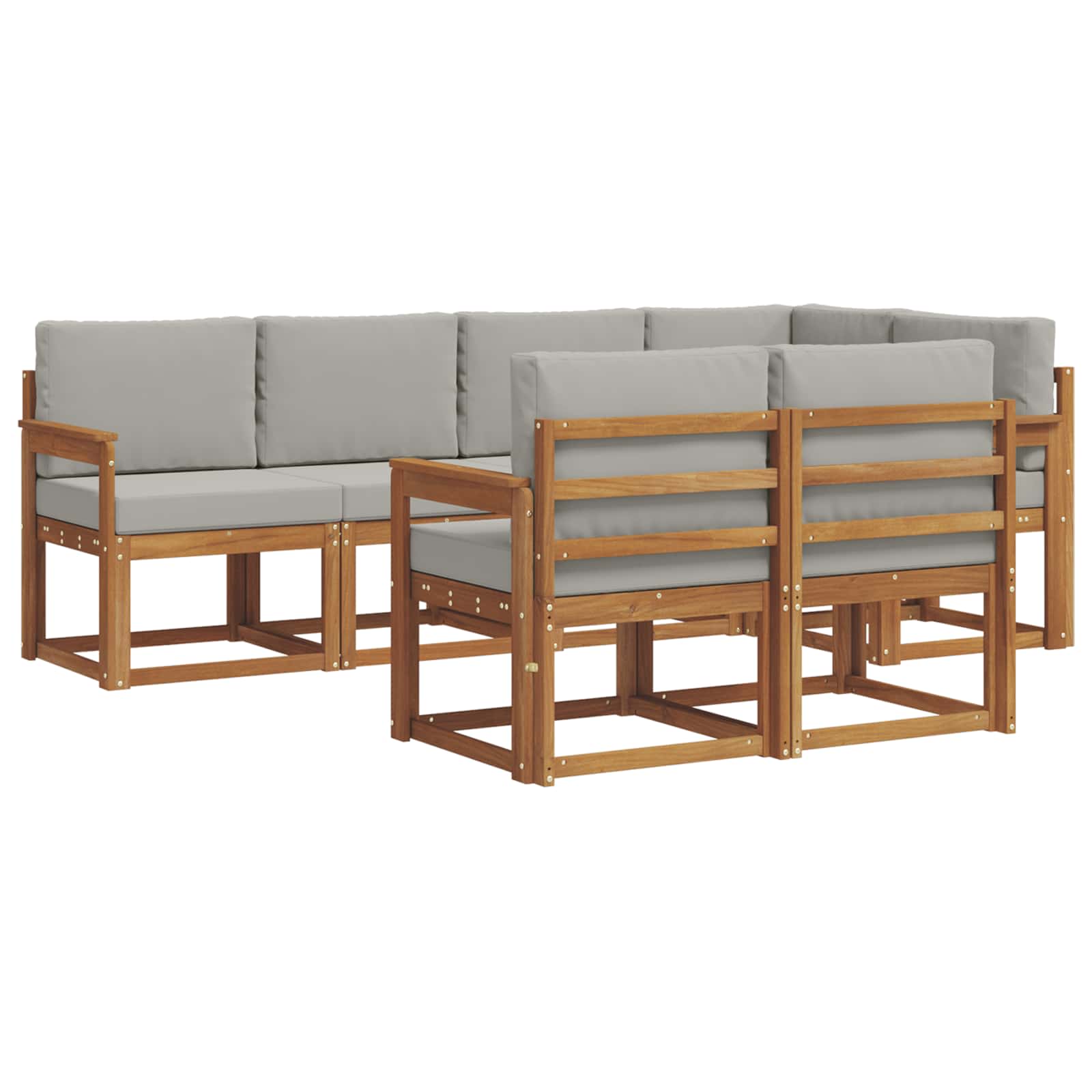 Set vanjskih sofa s jastukom 7 pcs Prirodna i svijetlo siva