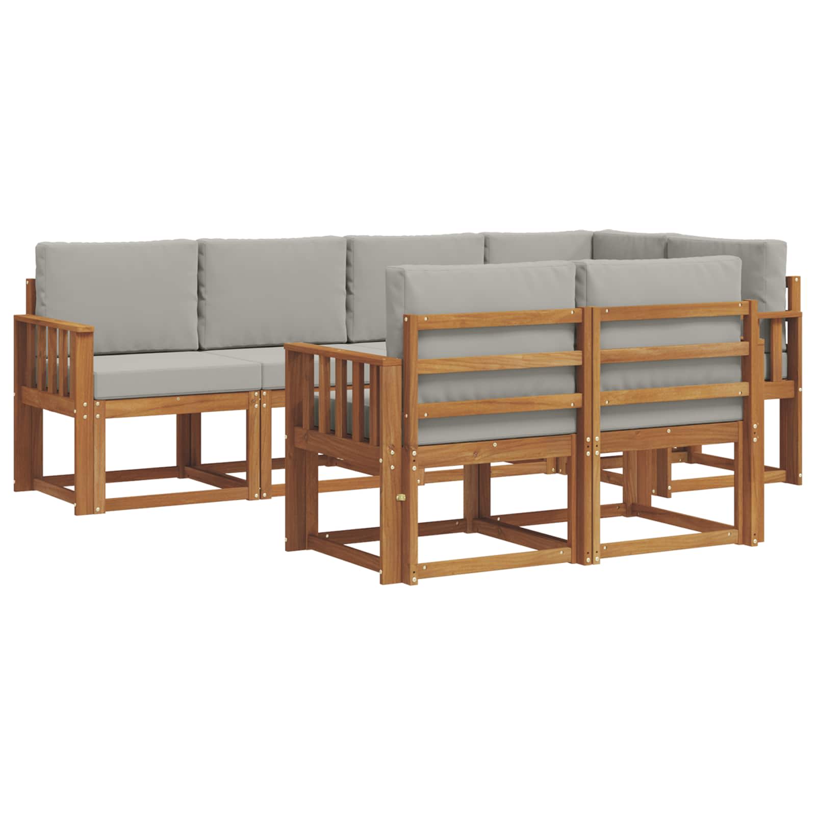 Set vanjskih sofa s jastukom 7 pcs Prirodna i svijetlo siva