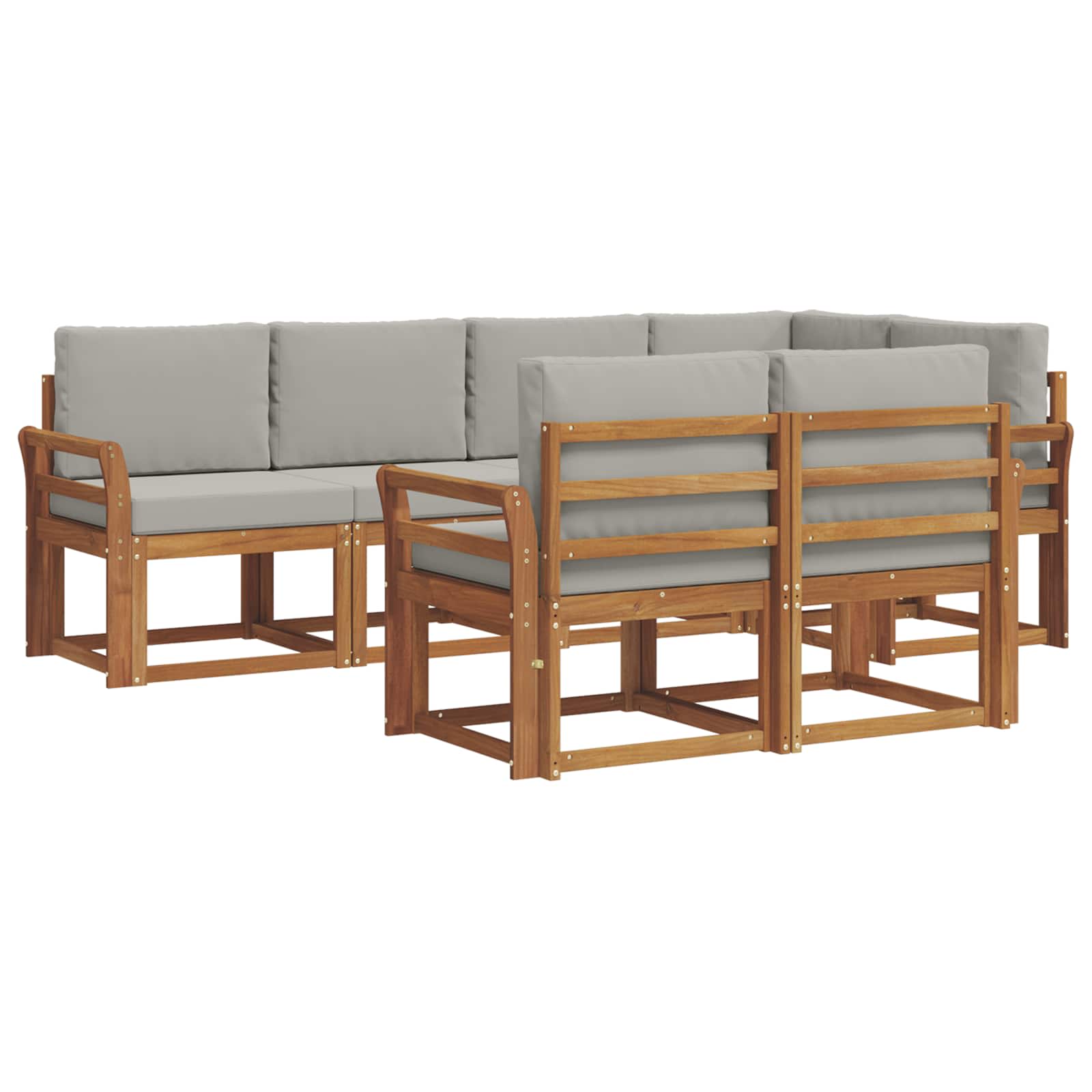 Set vanjskih sofa s jastukom 7 pcs Prirodna i svijetlo siva