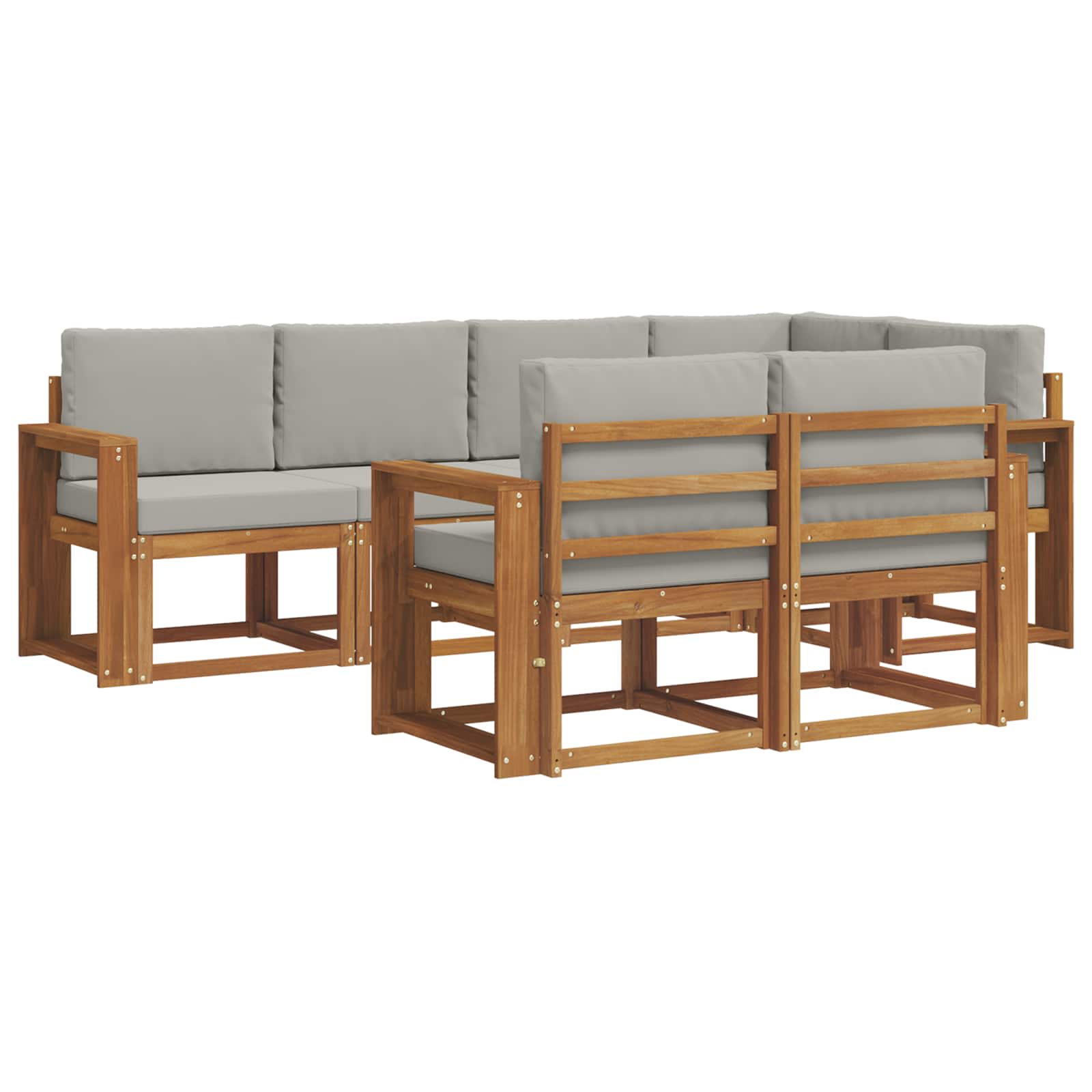 Set vanjskih sofa s jastukom 7 pcs Prirodna i svijetlo siva