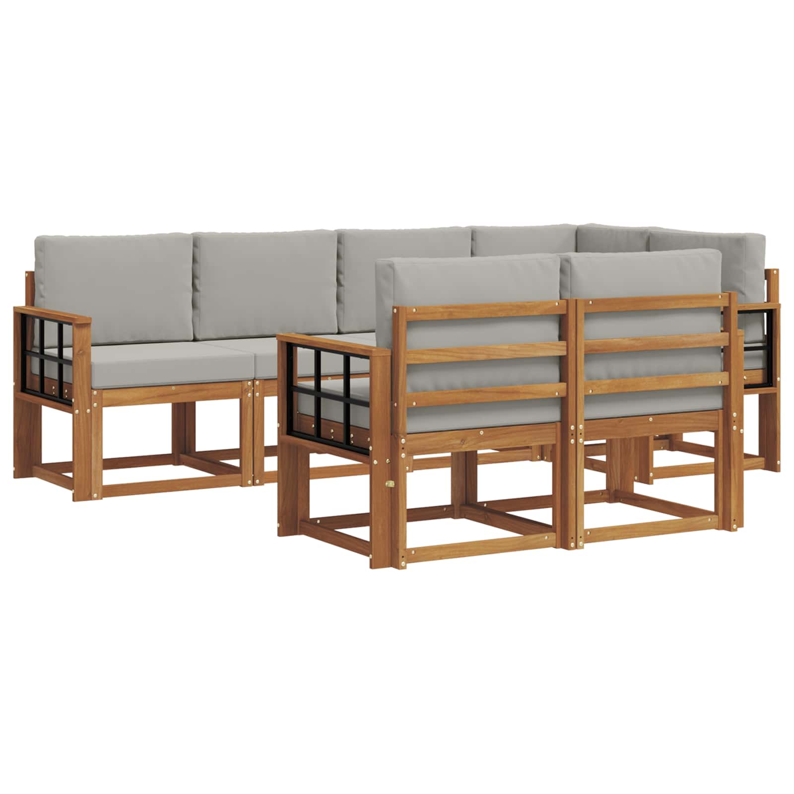 Set vanjskih sofa s jastukom 7 pcs Prirodna i svijetlo siva