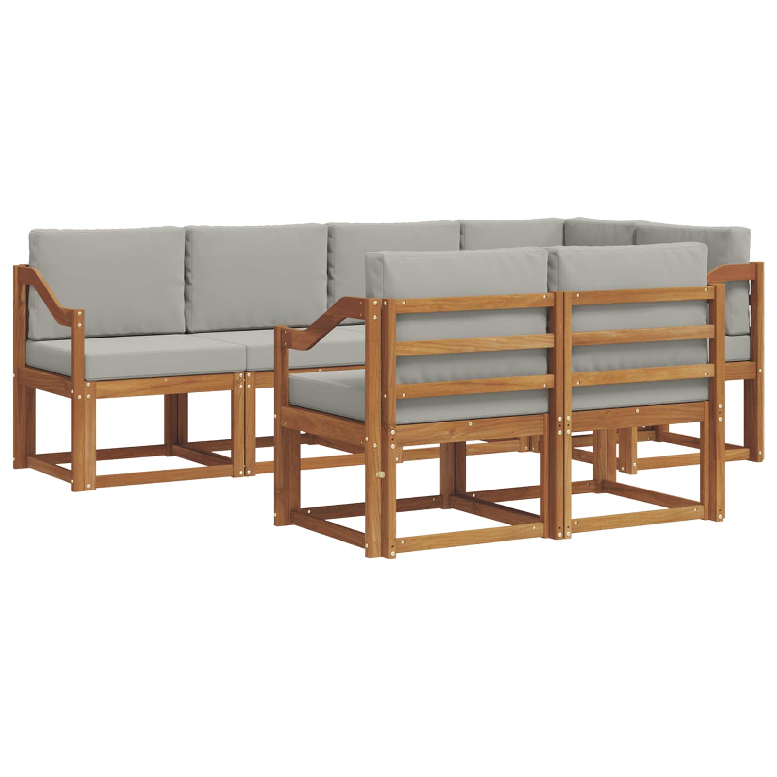 Set vanjskih sofa s jastukom 7 pcs Prirodna i svijetlo siva