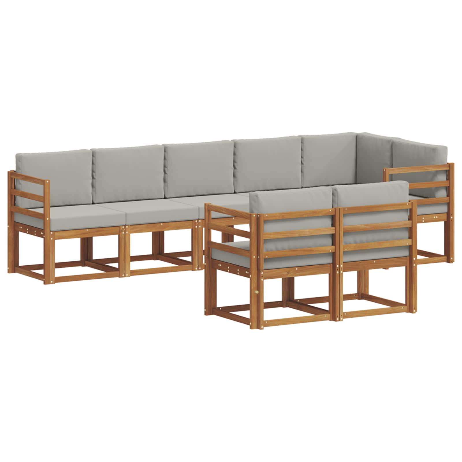 Set vanjskih sofa s jastukom 8 pcs Prirodna i svijetlo siva