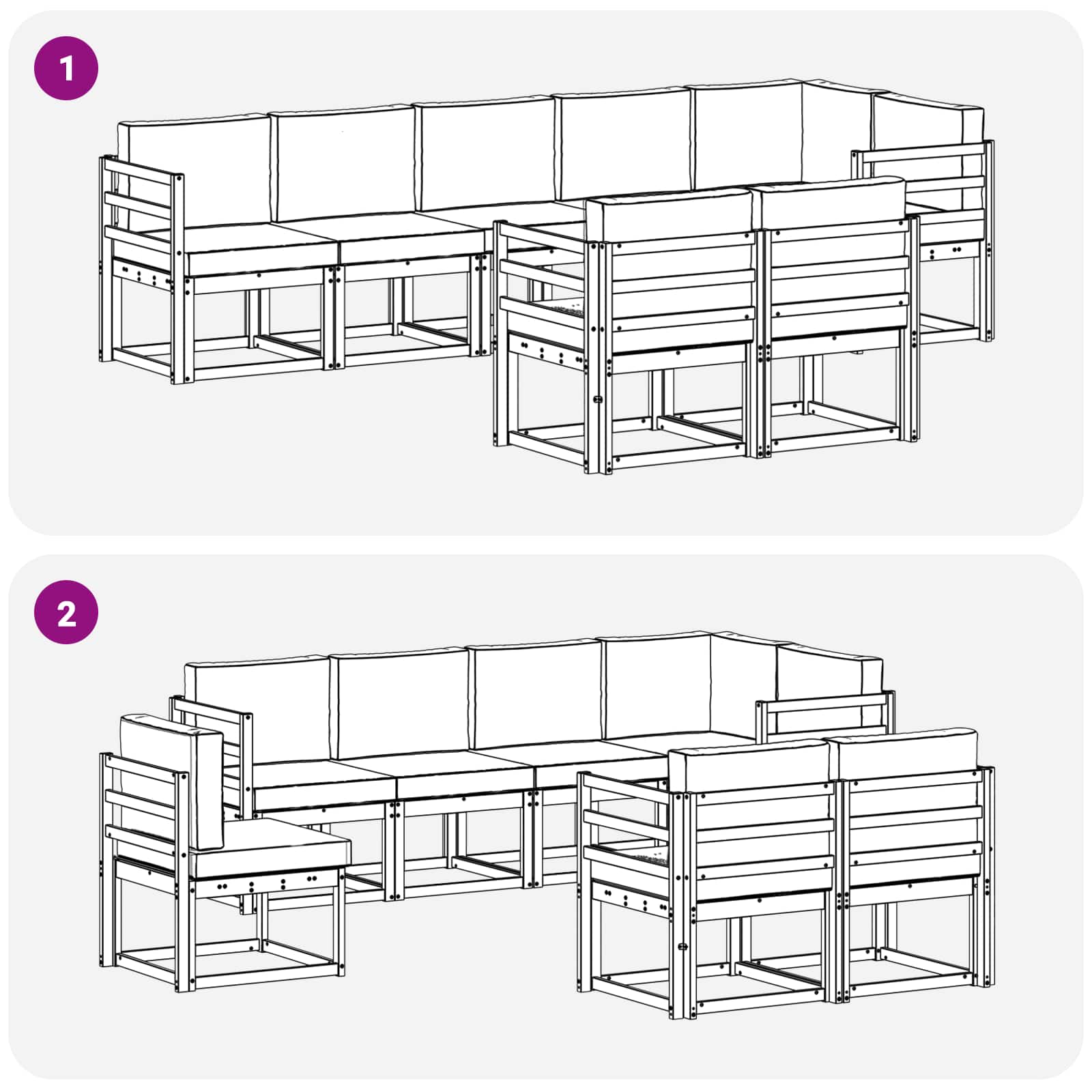 Set vanjskih sofa s jastukom 8 pcs Prirodna i svijetlo siva