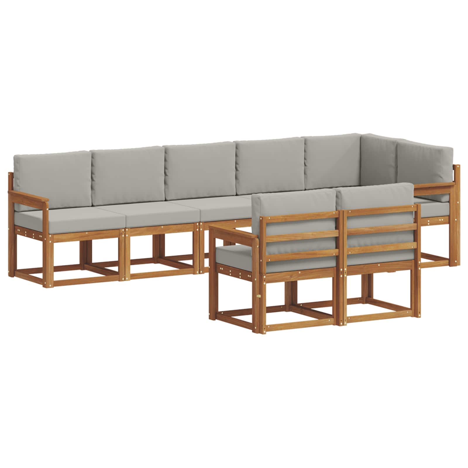 Set vanjskih sofa s jastukom 8 pcs Prirodna i svijetlo siva