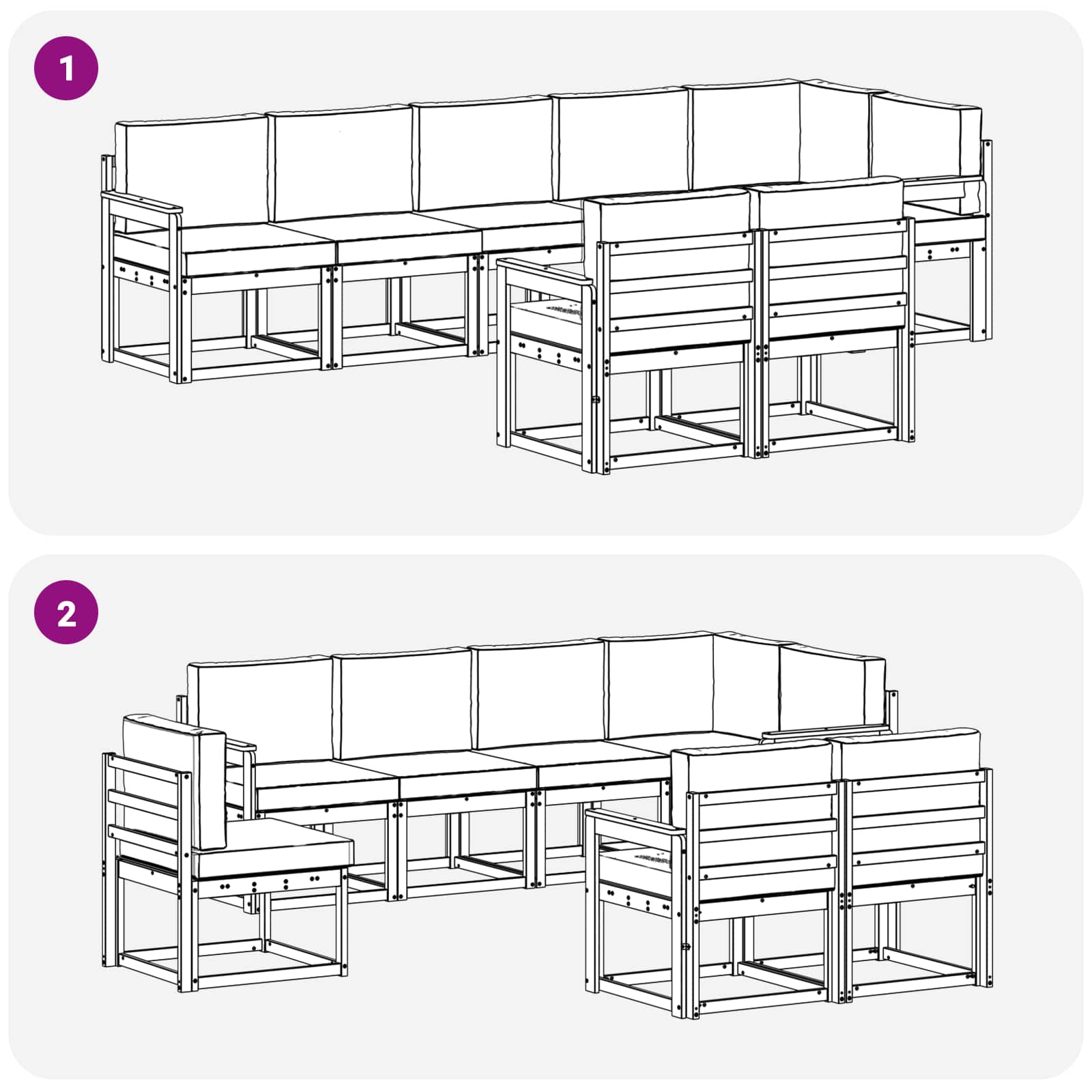 Set vanjskih sofa s jastukom 8 pcs Prirodna i svijetlo siva