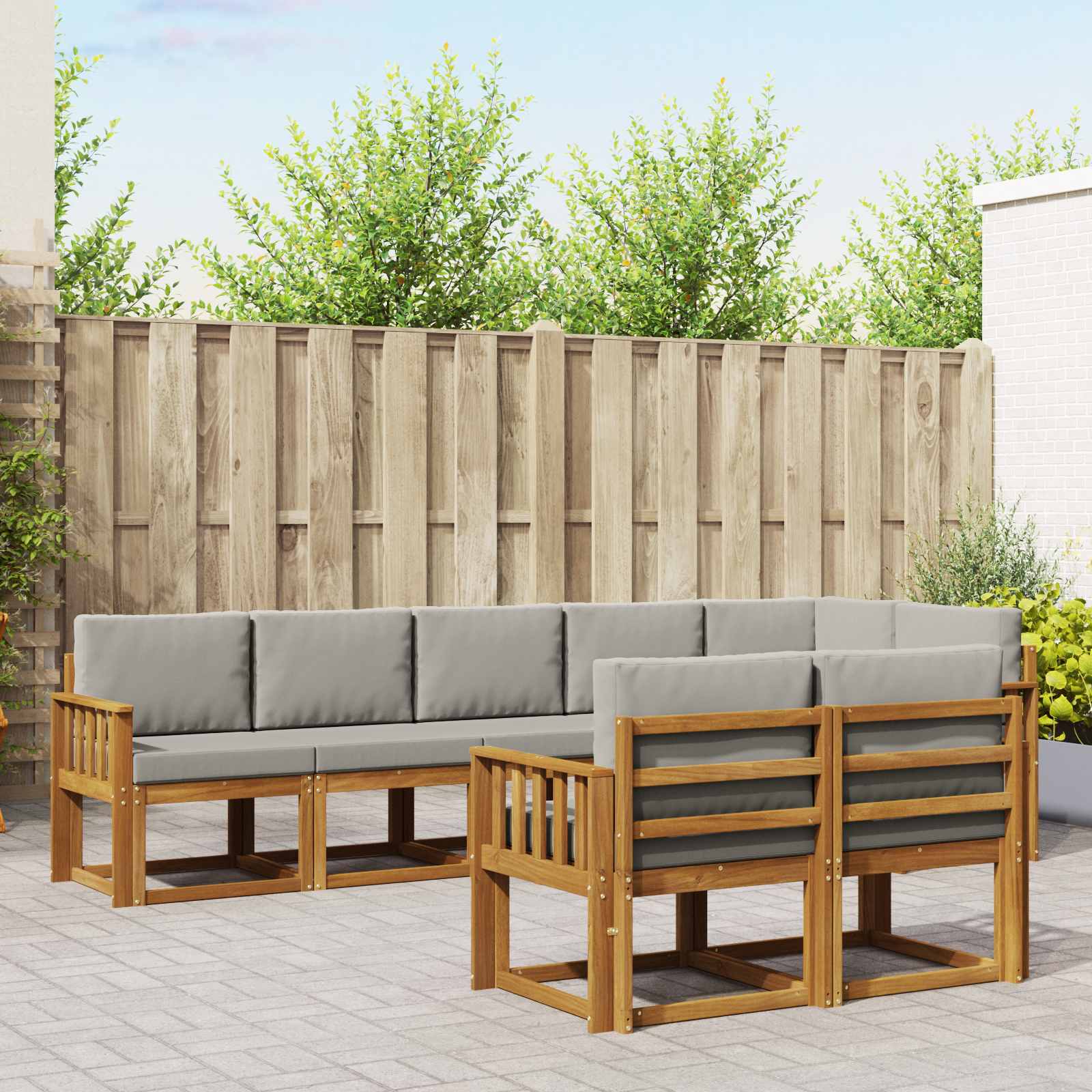 Set vanjskih sofa s jastukom 8 pcs Prirodna i svijetlo siva