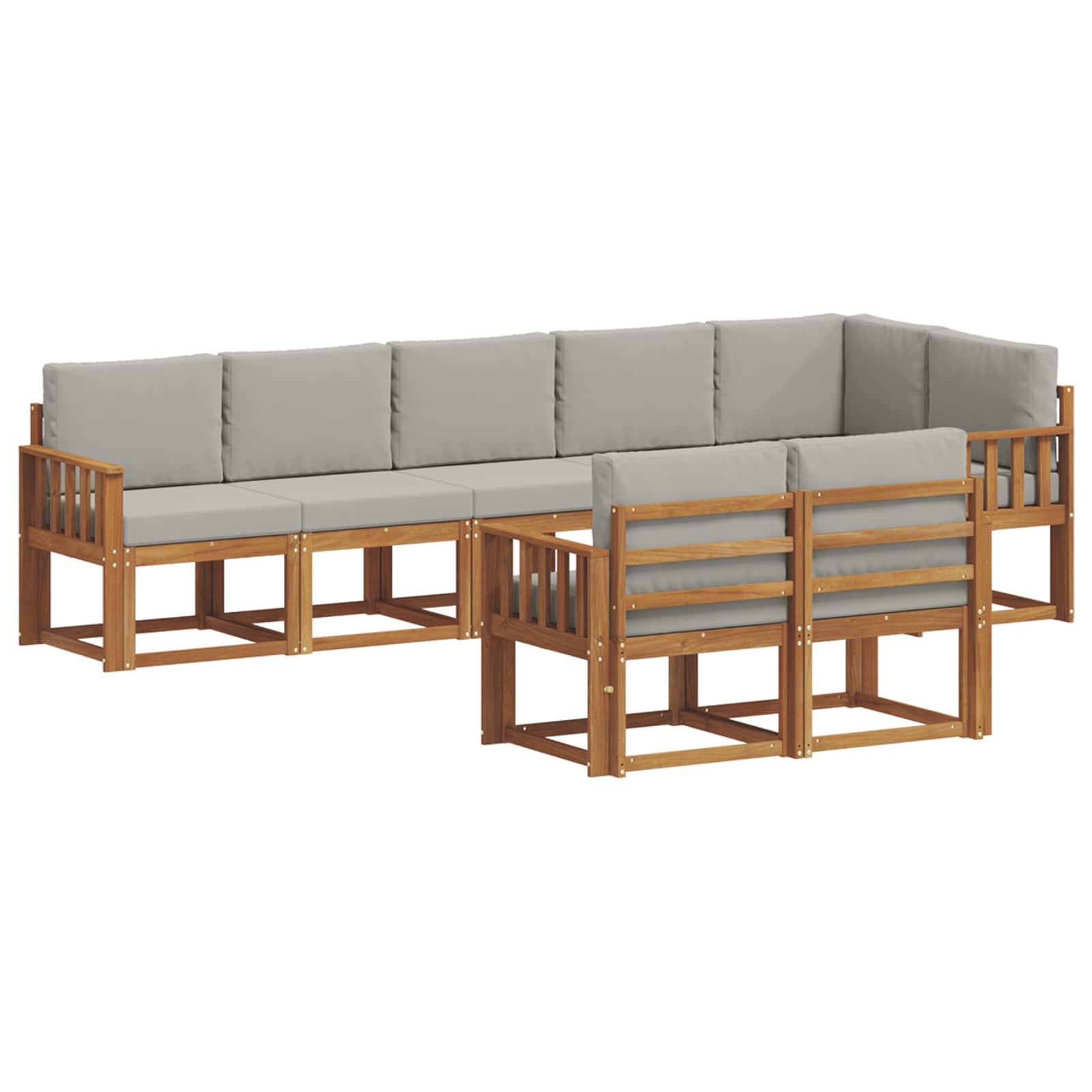 Set vanjskih sofa s jastukom 8 pcs Prirodna i svijetlo siva