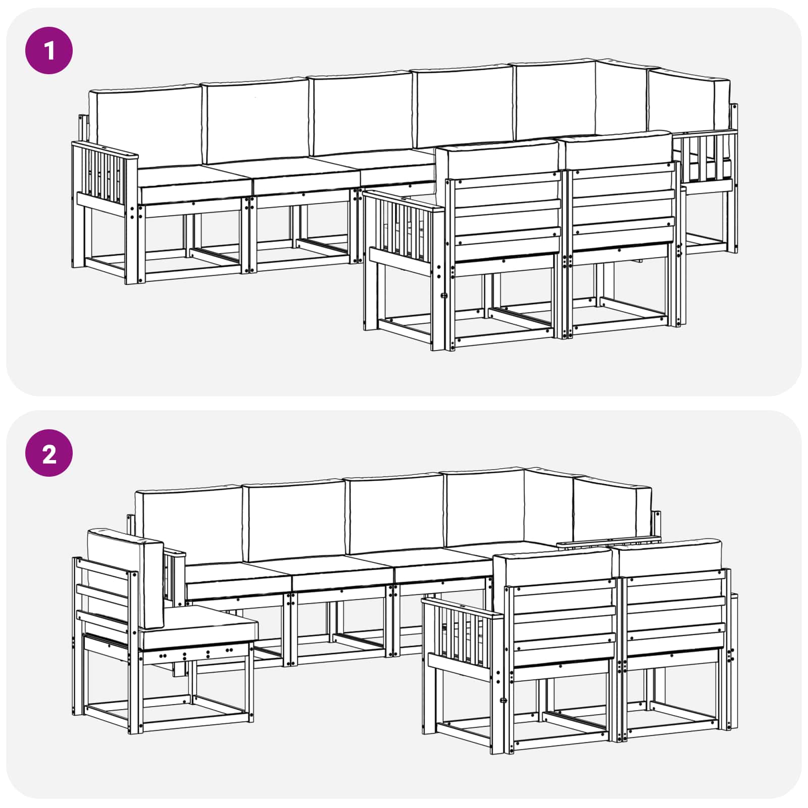 Set vanjskih sofa s jastukom 8 pcs Prirodna i svijetlo siva